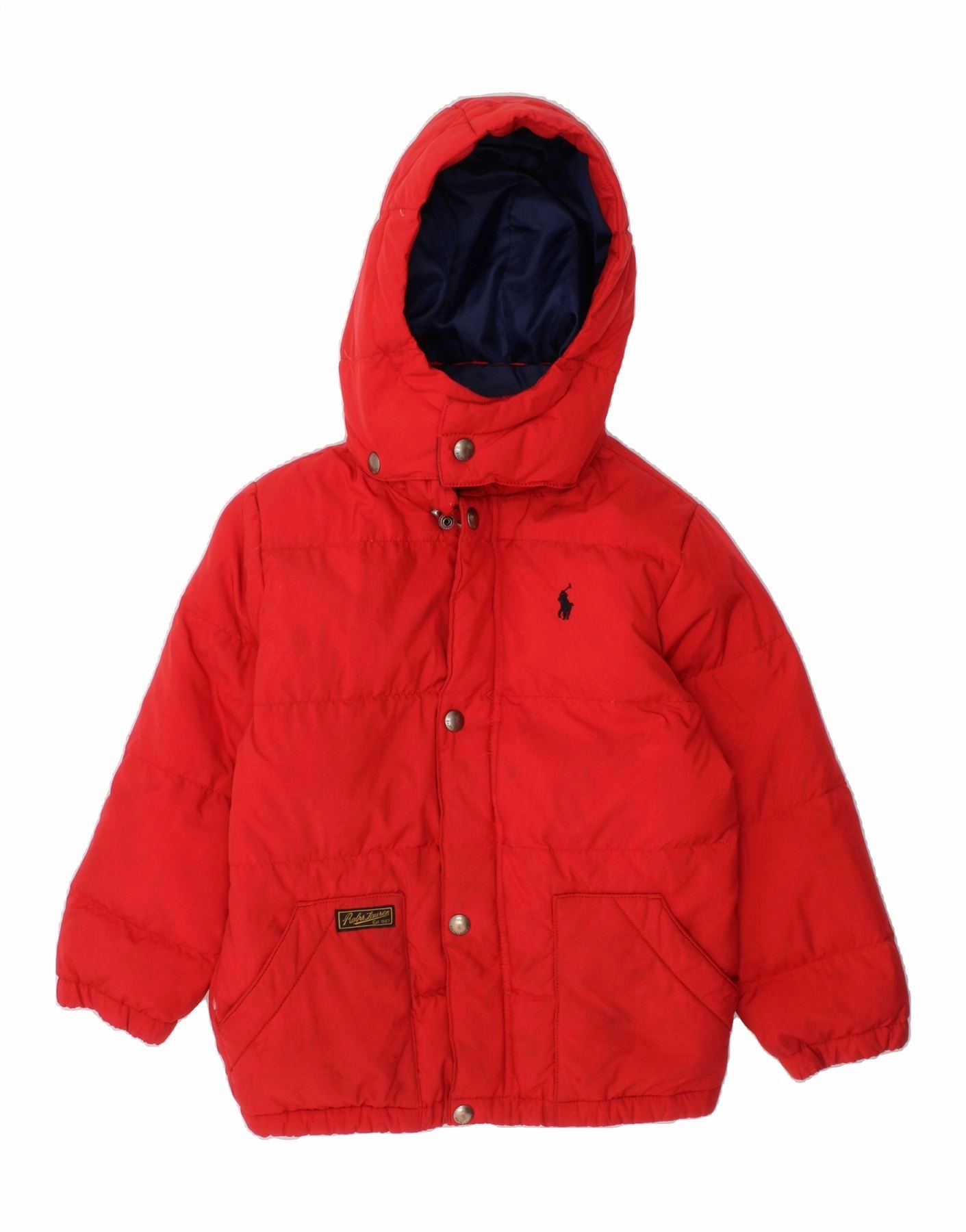 Friendship Four Way Stretch POLO RALPH LAUREN Boys Hooded Padded Jacket 5-6 Years Red Nylon