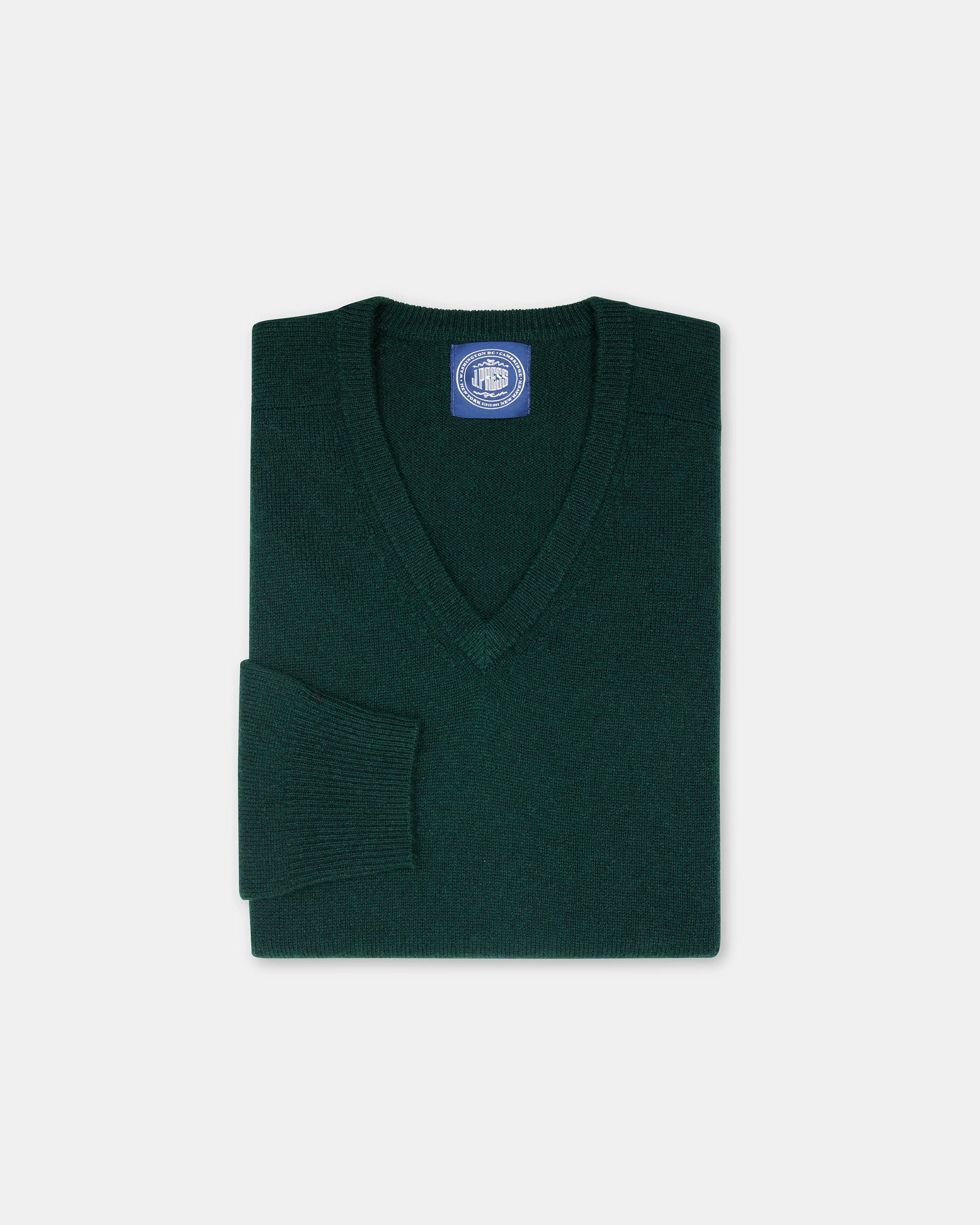 Tartan Green Lambswool V-neck Sweater Warm Knit