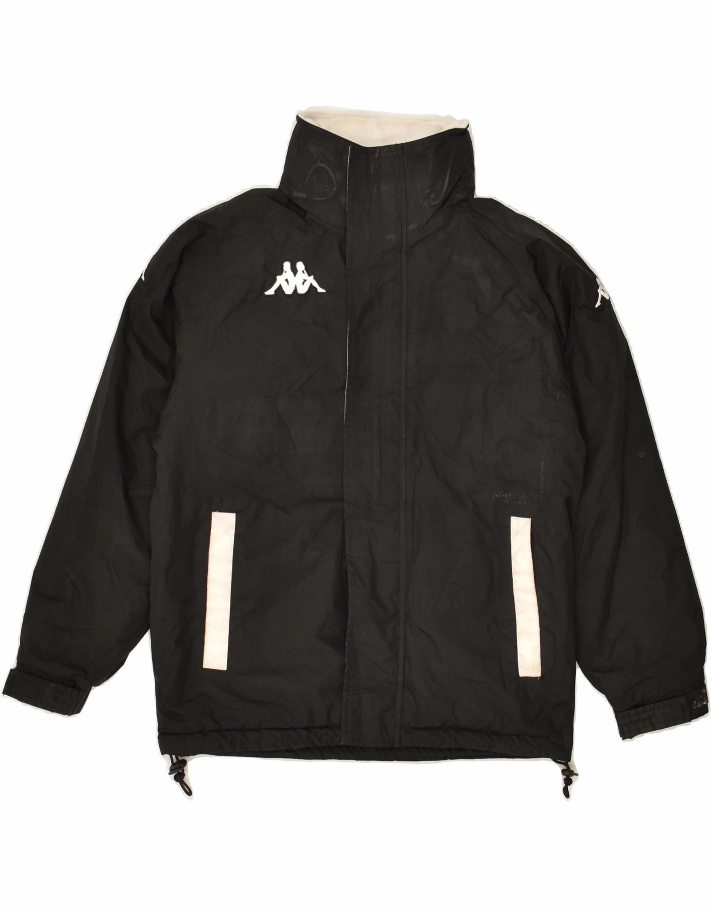 Box Thermal regulation KAPPA Boys Hooded Windbreaker Jacket 9-10 Years Large Black Polyester