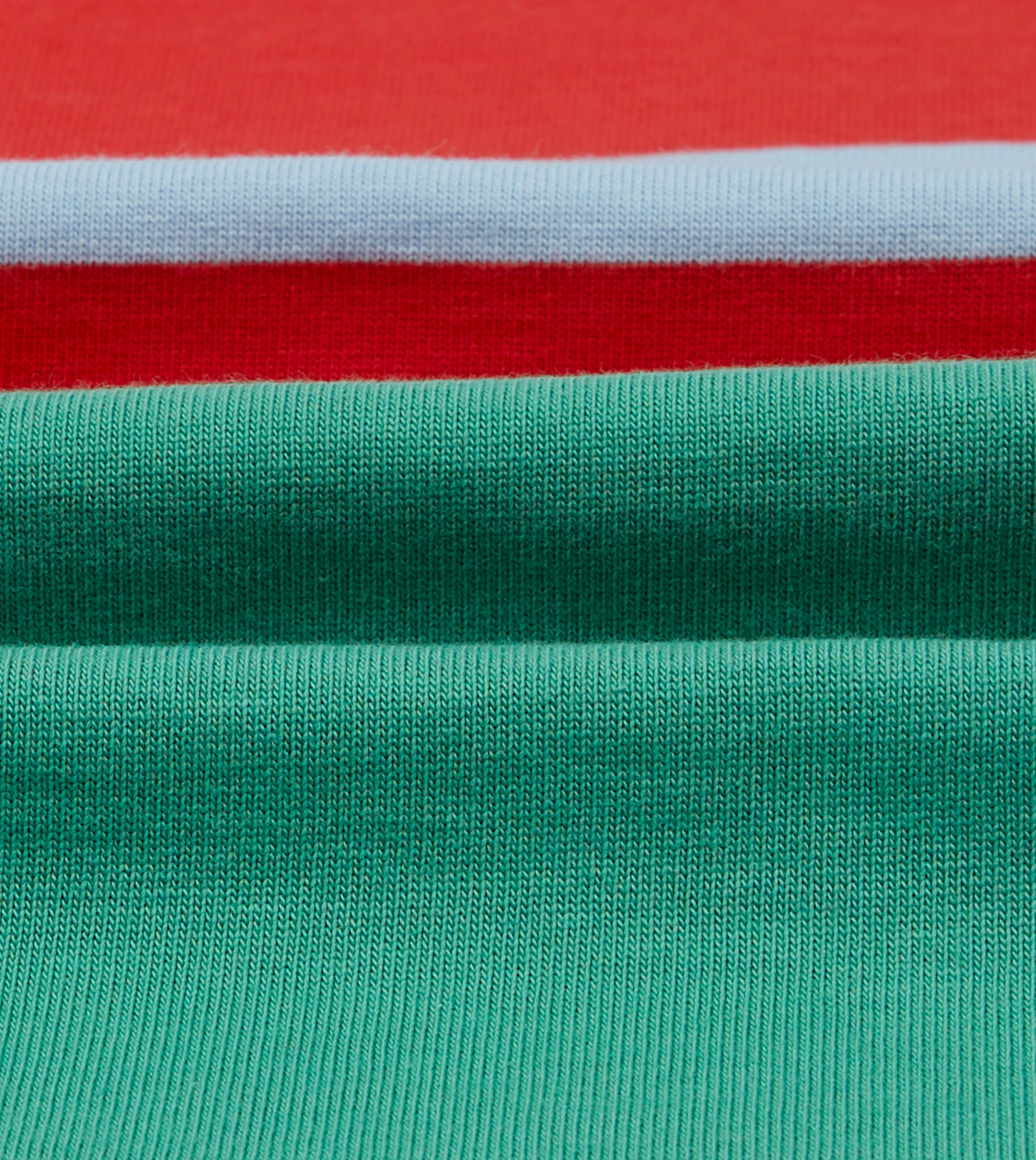 Green, Blue and Red Centre Stripe Cotton Rugby Shirt Performance Fabric