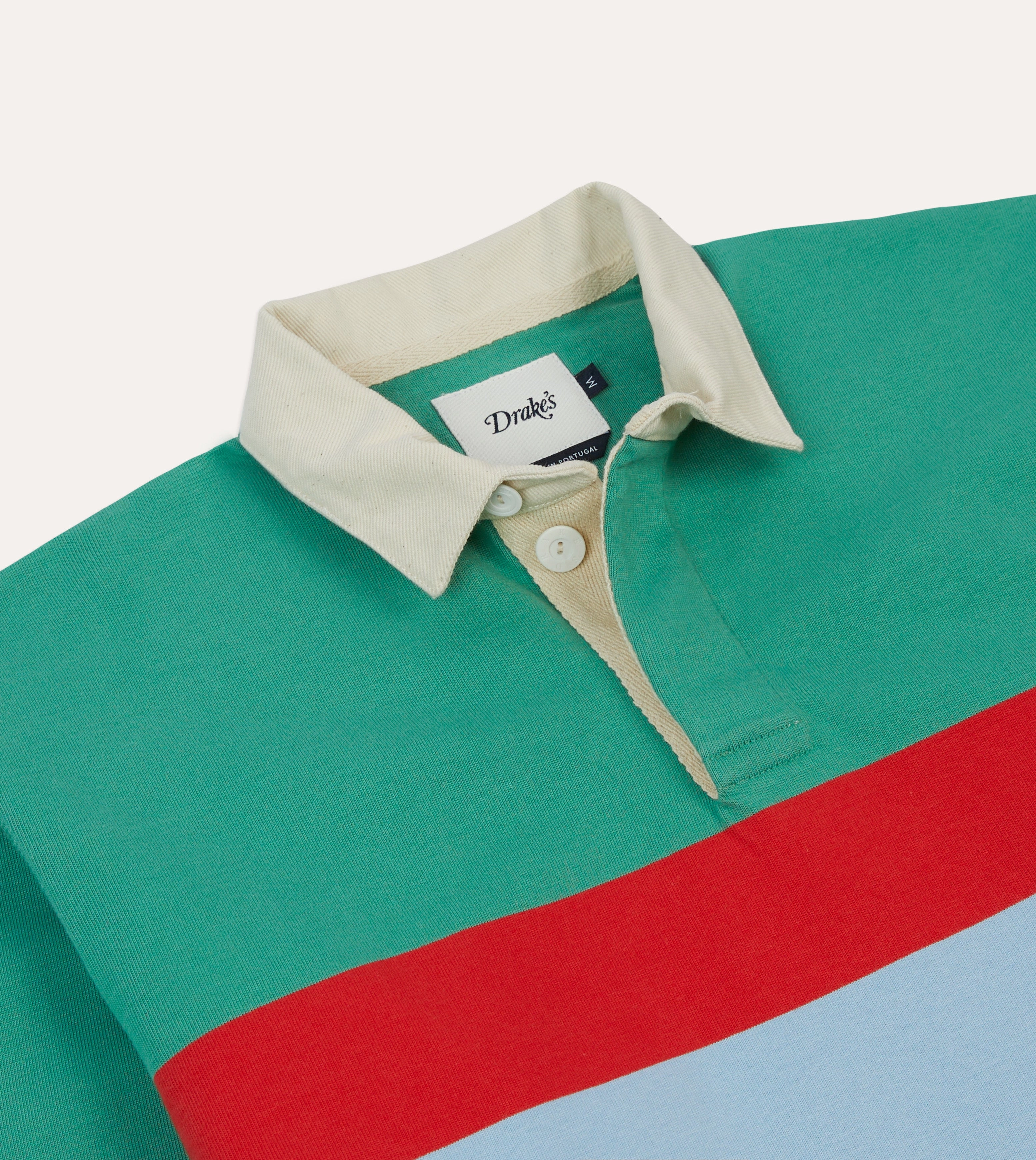 garden party Quick-Dry Green, Blue and Red Centre Stripe Cotton Rugby Shirt
