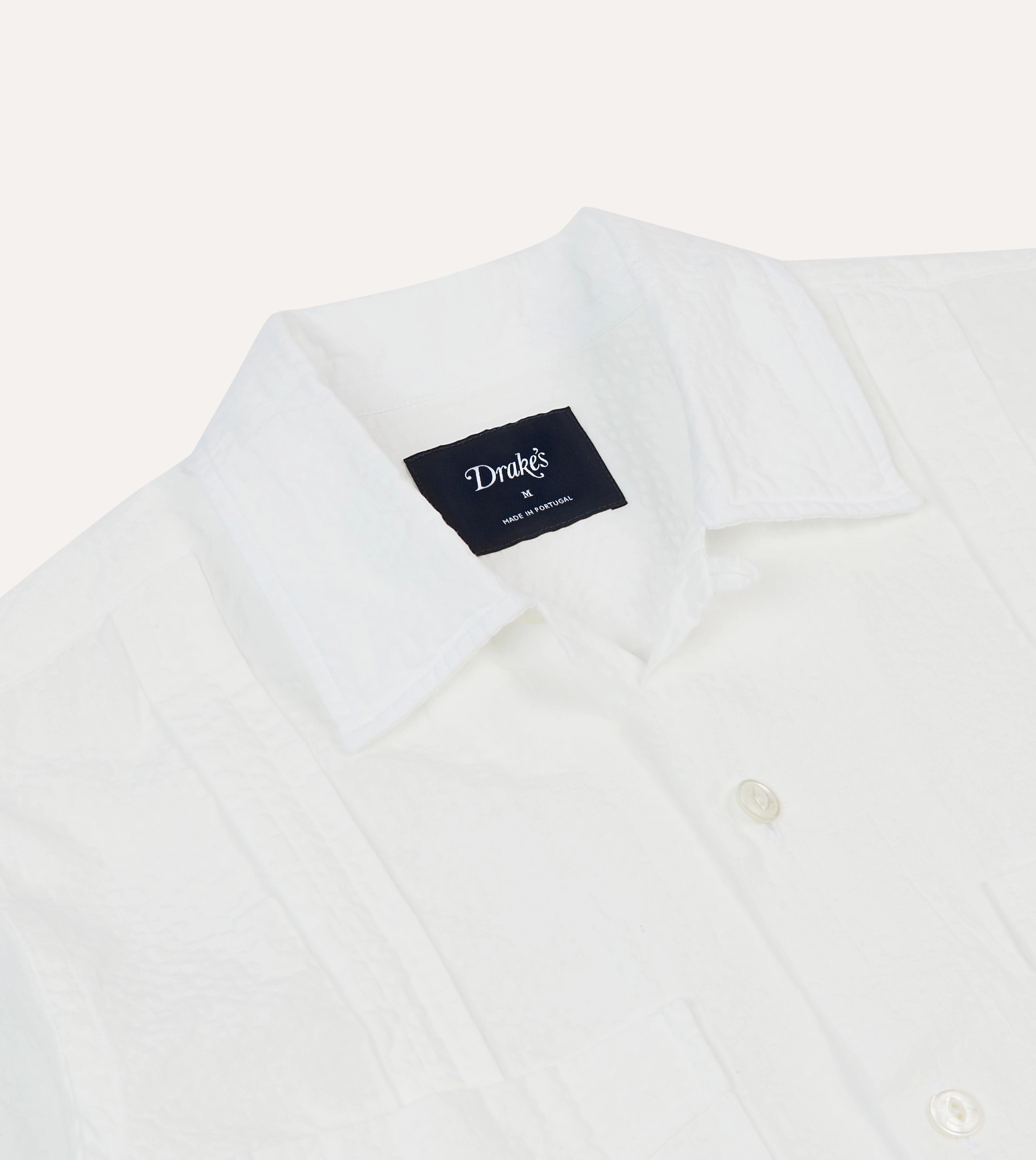 Resort Wear Abstract print White Cotton-Linen Short Sleeve Cuban Shirt