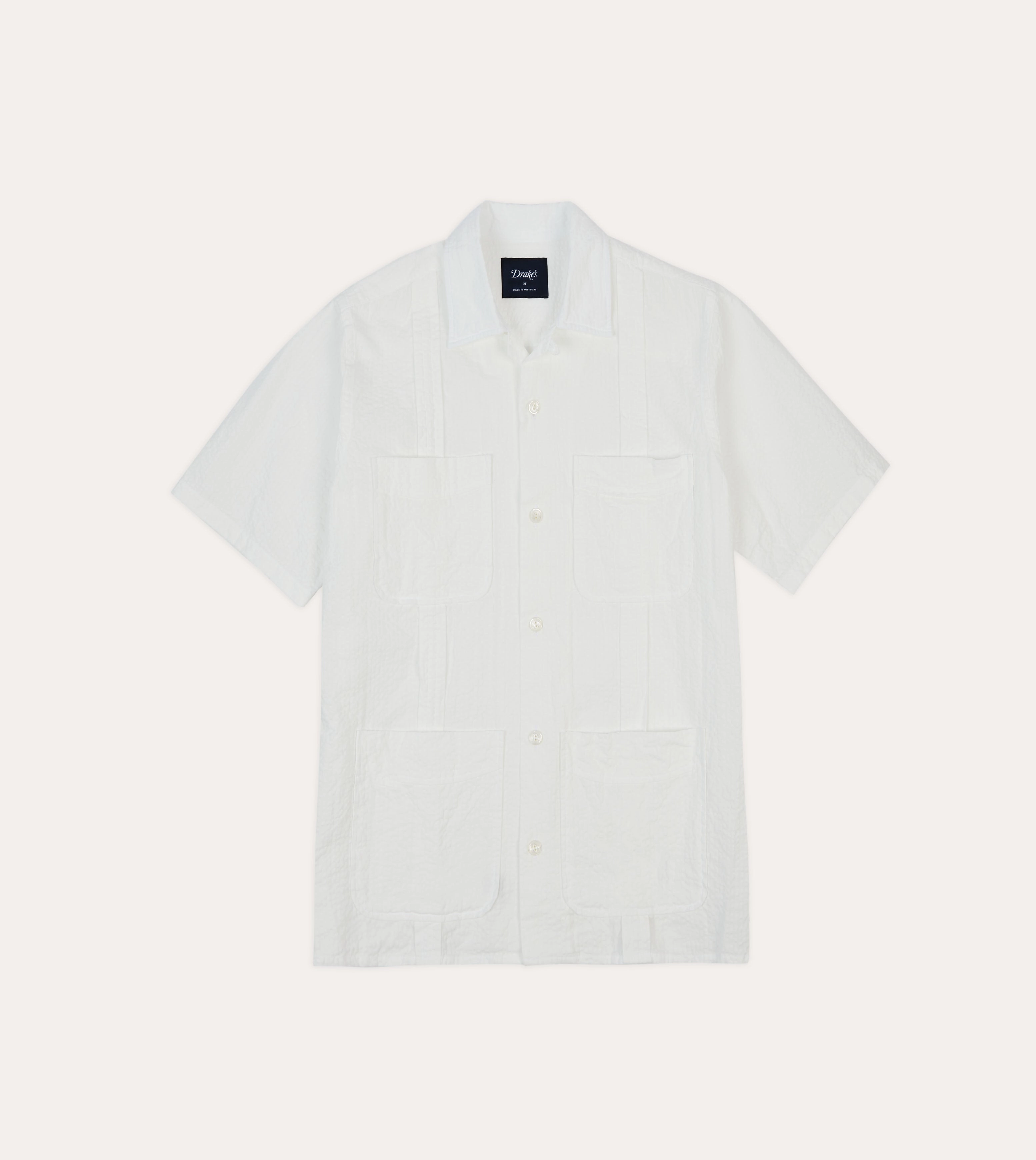Weekend Vibes White Cotton-Linen Short Sleeve Cuban Shirt