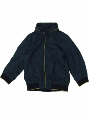 TED BAKER Boys Hooded Windbreaker Jacket 3-4 Years Navy Blue Check Flexible Shoulder Seams Mountain Fit