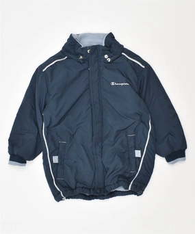 fitted fit CHAMPION Boys Padded Jacket 2-3 Years XL Navy Blue Polyester