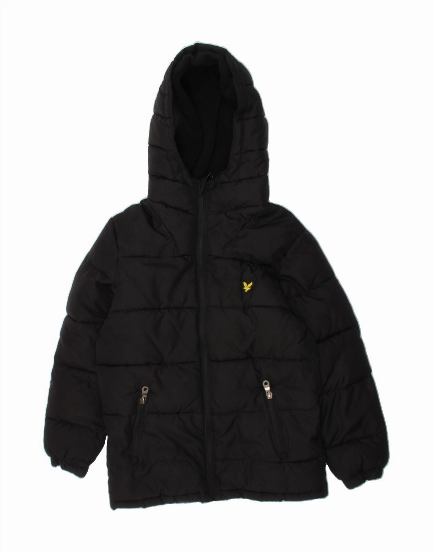 LYLE & SCOTT Boys Hooded Padded Jacket 8-9 Years Black Polyester Layer Look suitable for night wear