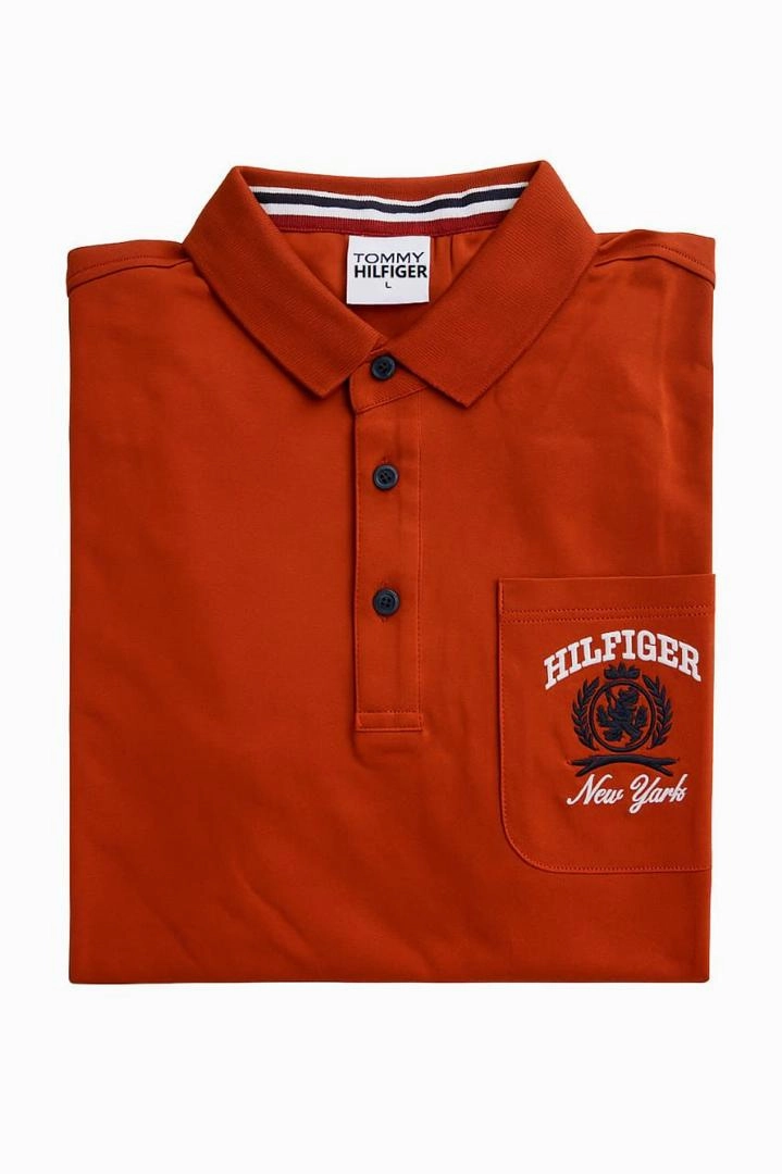 Non Iron Finish Tommy Hilfiger Orange Men Polo