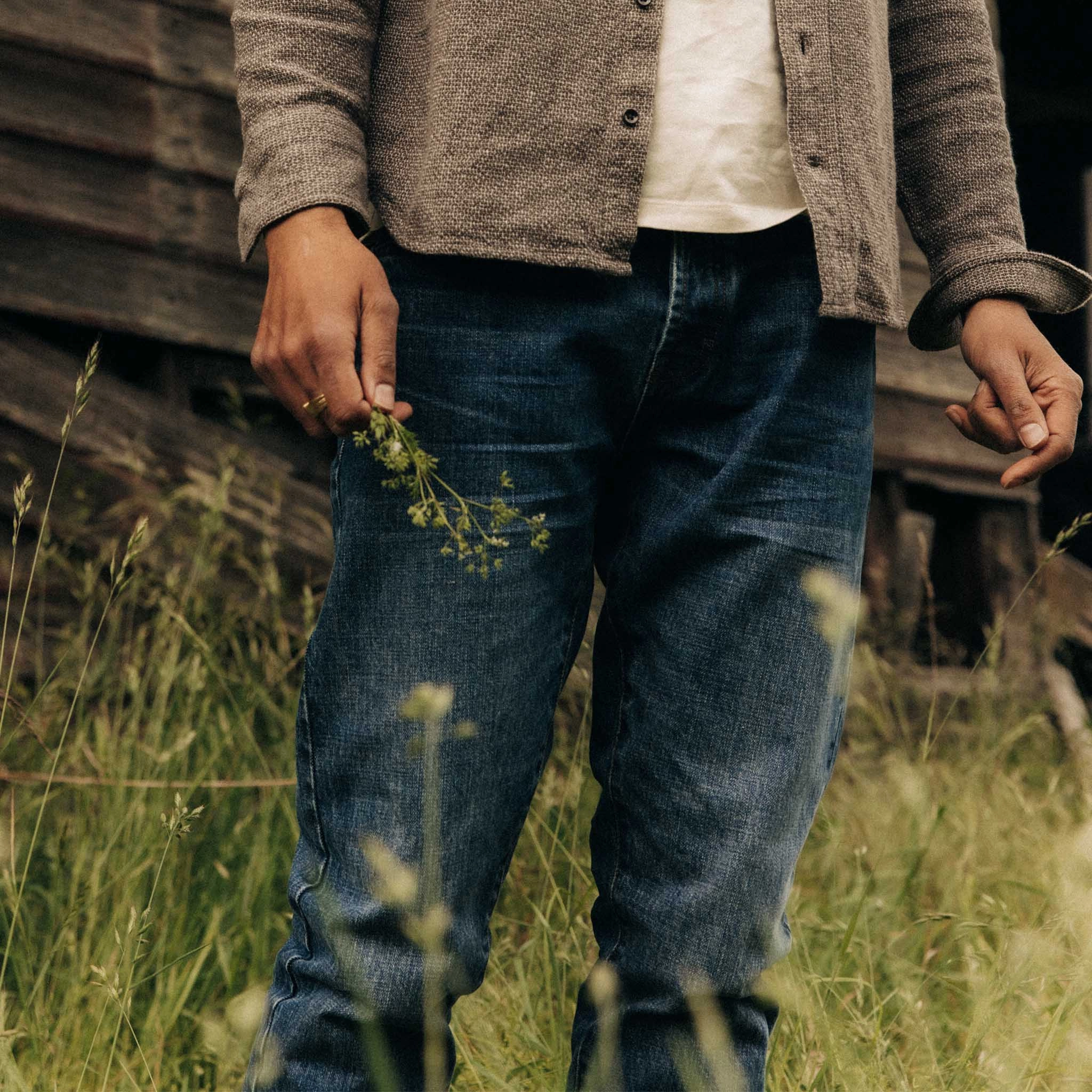 The Slim Jean in Mid Wash Organic Selvedge Dynamic Motion