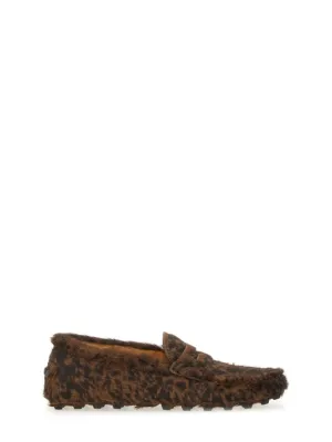 Textured Calfskin Leather Moccasins With Leopard Print Dawn Move