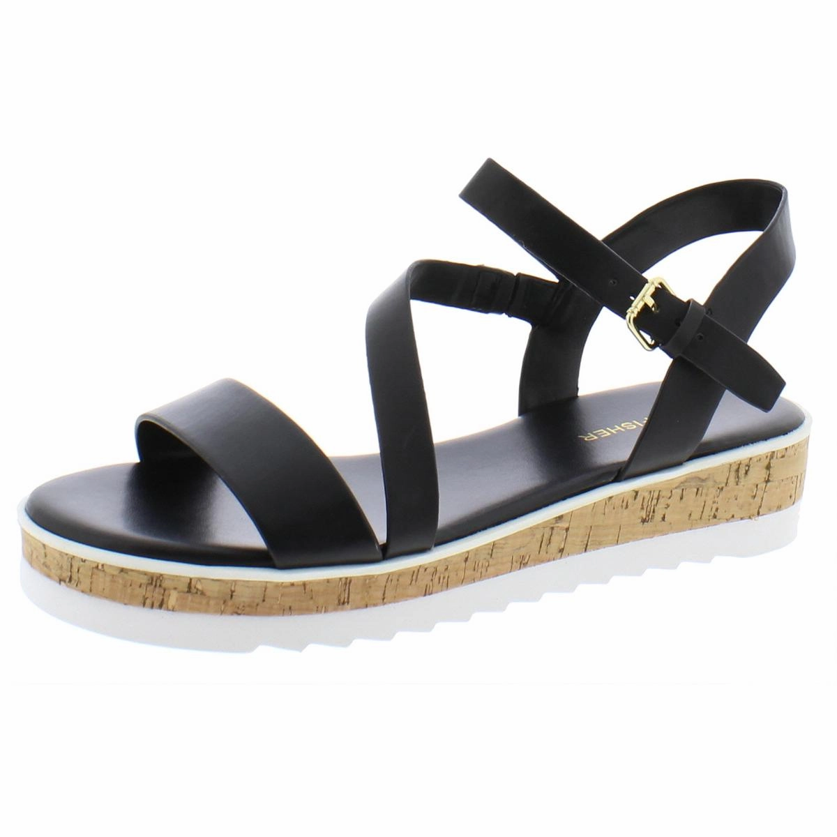 Grandie Womens Faux Leather Adjustable Wedge Sandals Winter Ready Lace Up