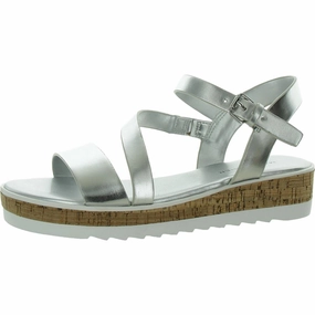Grandie Womens Faux Leather Adjustable Wedge Sandals Street Ready Edgy Look