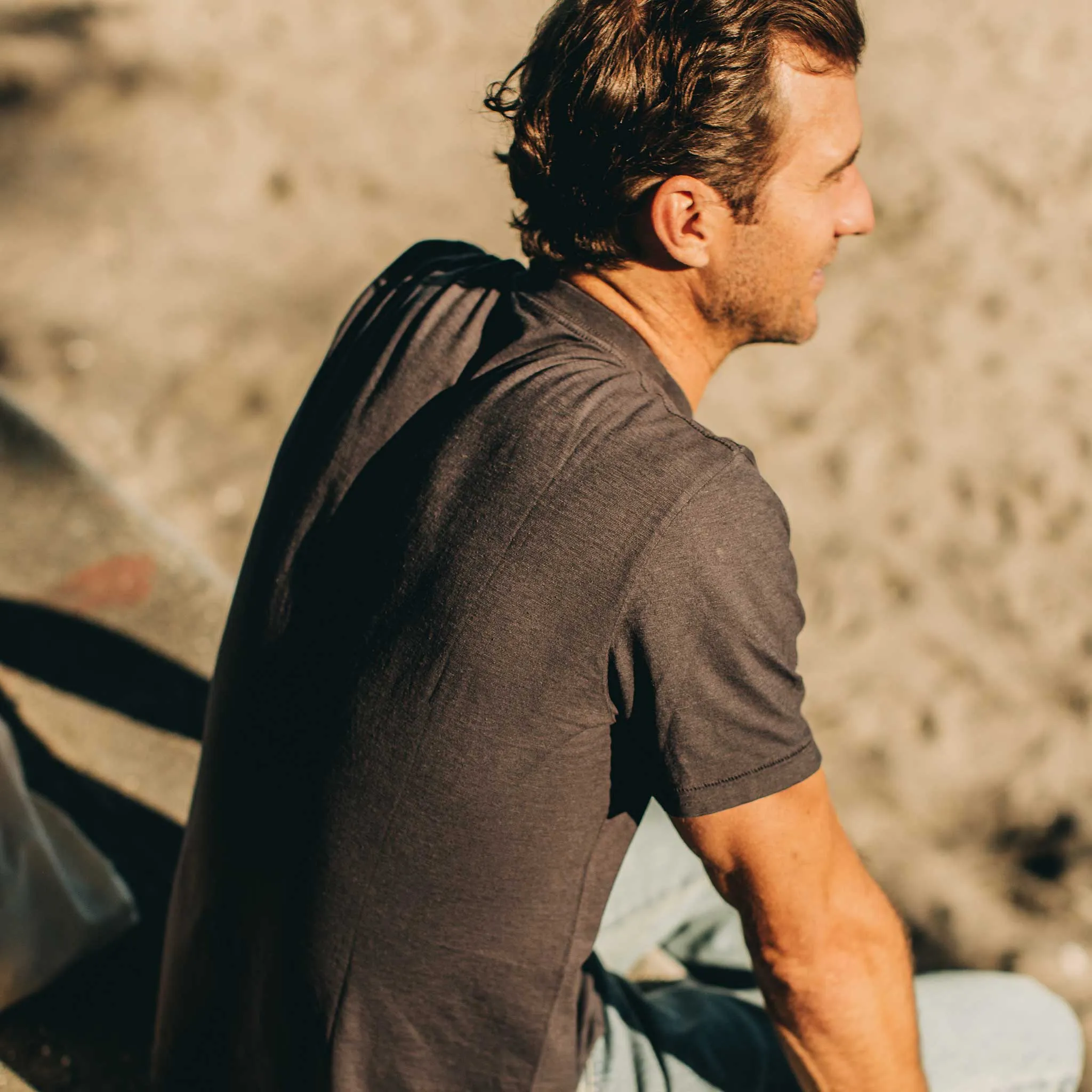 Timeless and Chic The Cotton Hemp Tee in Charcoal
