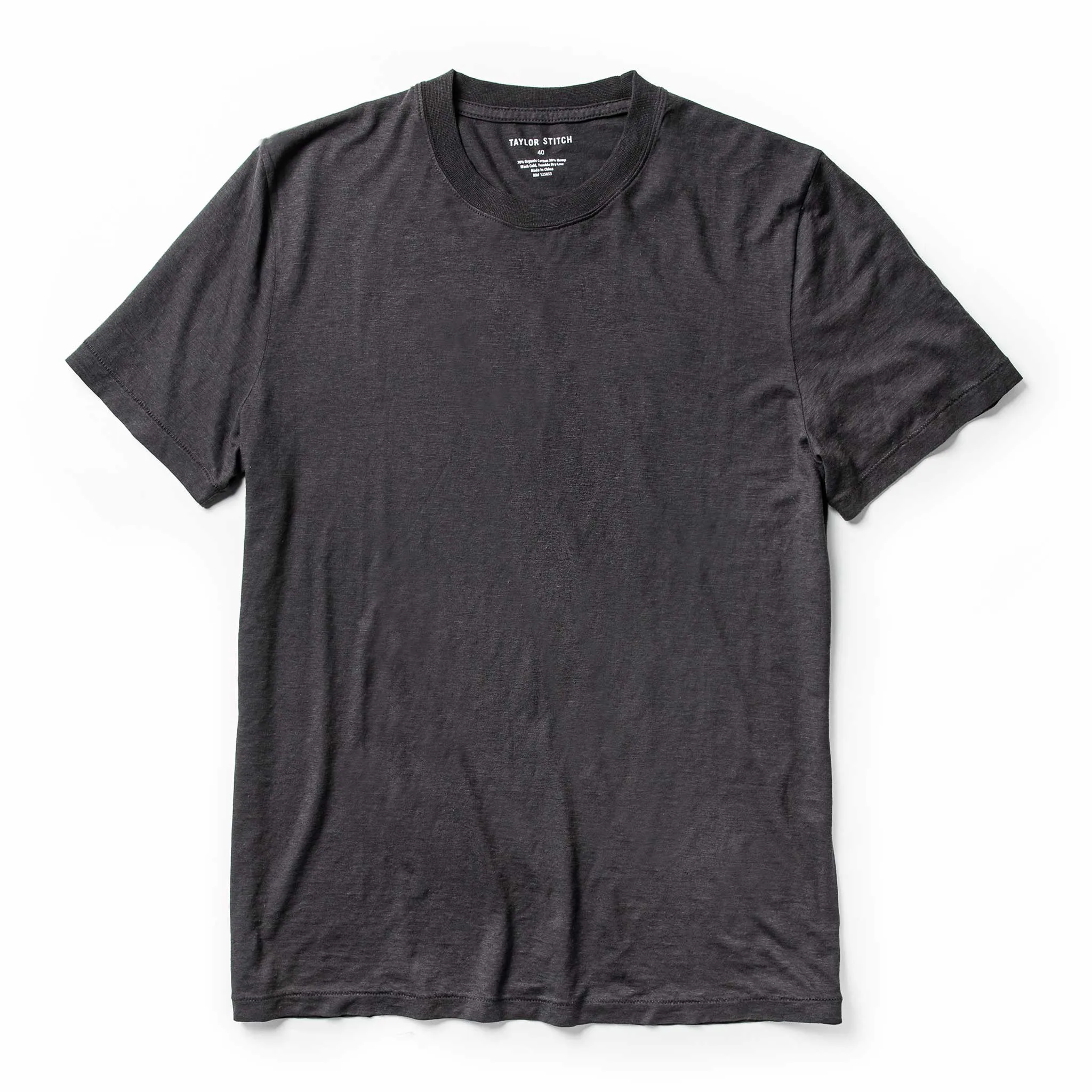 Low Impact Processing Sustainable Material Blend The Cotton Hemp Tee in Charcoal