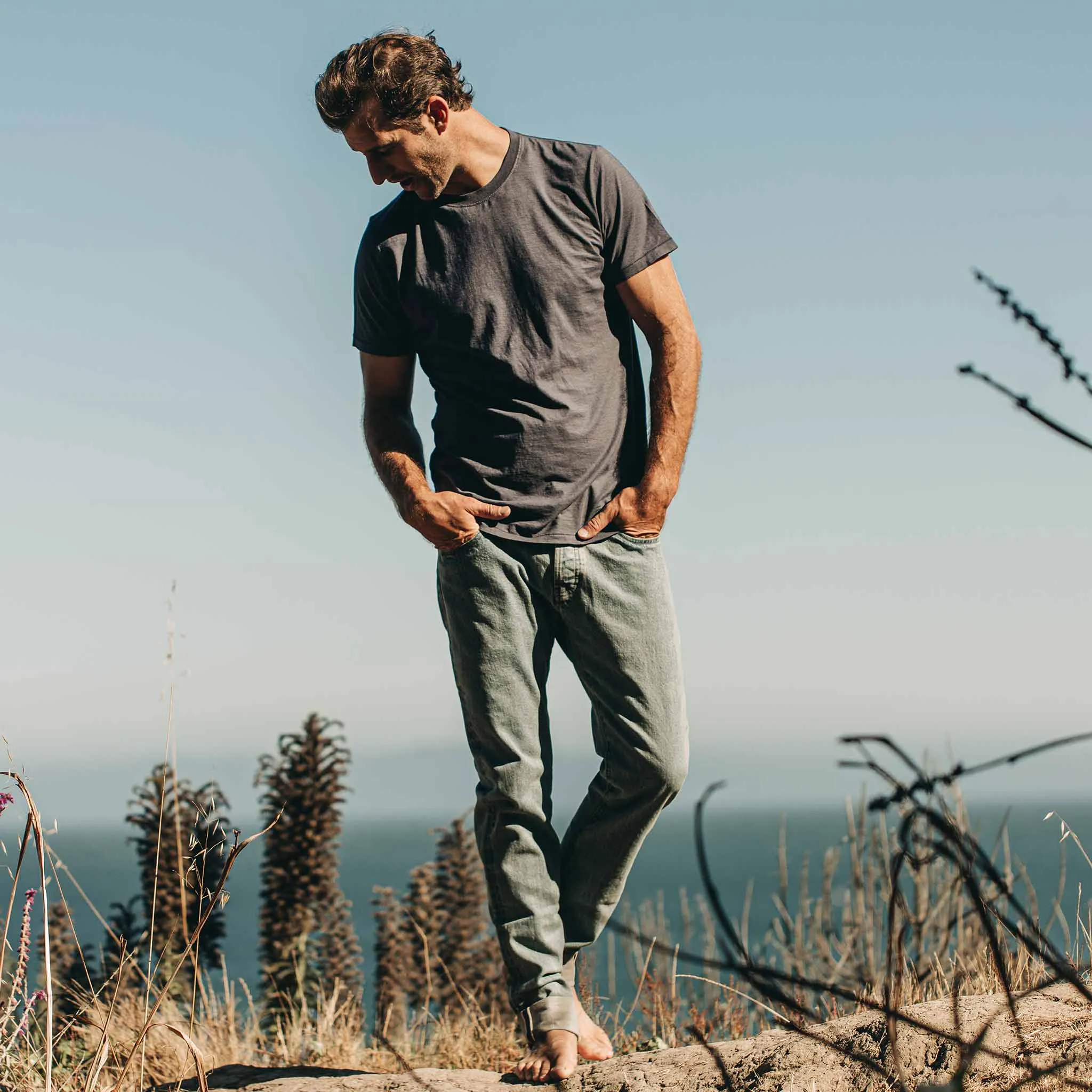 Curved Hemline The Cotton Hemp Tee in Navy