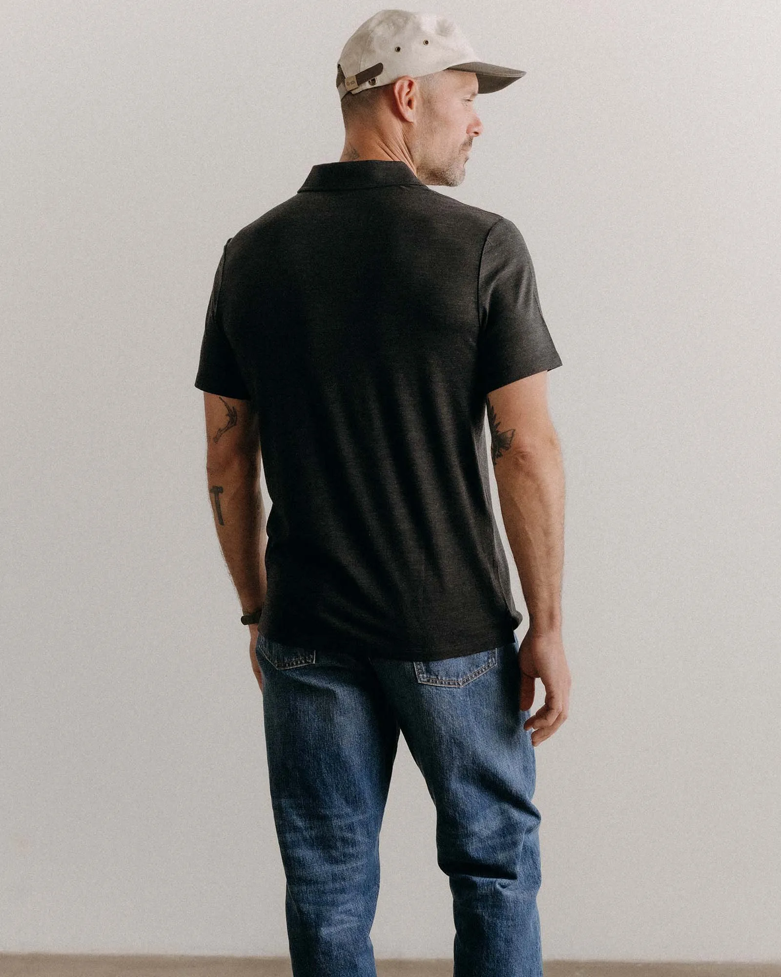The Merino Polo in Heather Black Smart Casual SkinFriendlyFibers