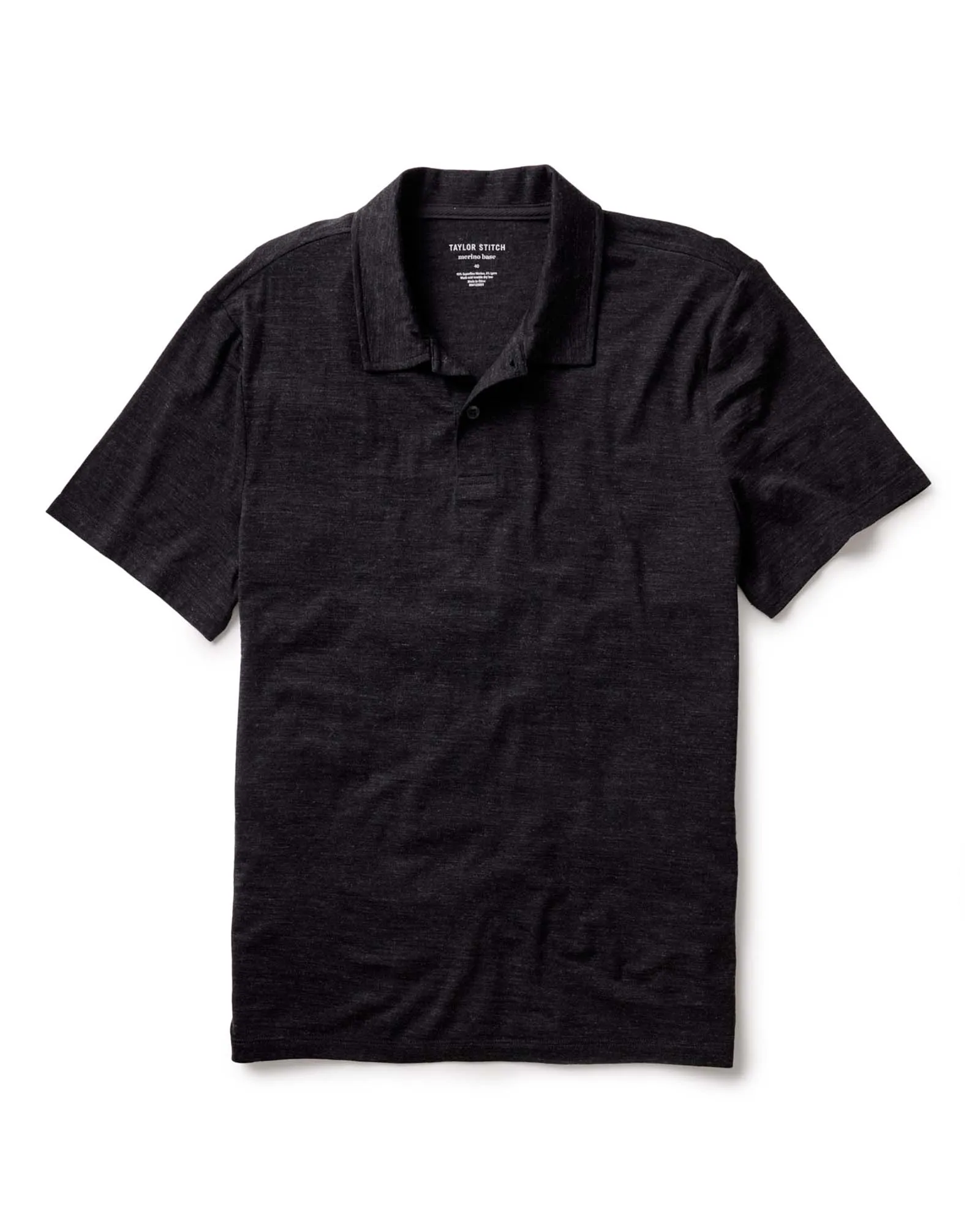 The Merino Polo in Heather Black Reinforced Hemline