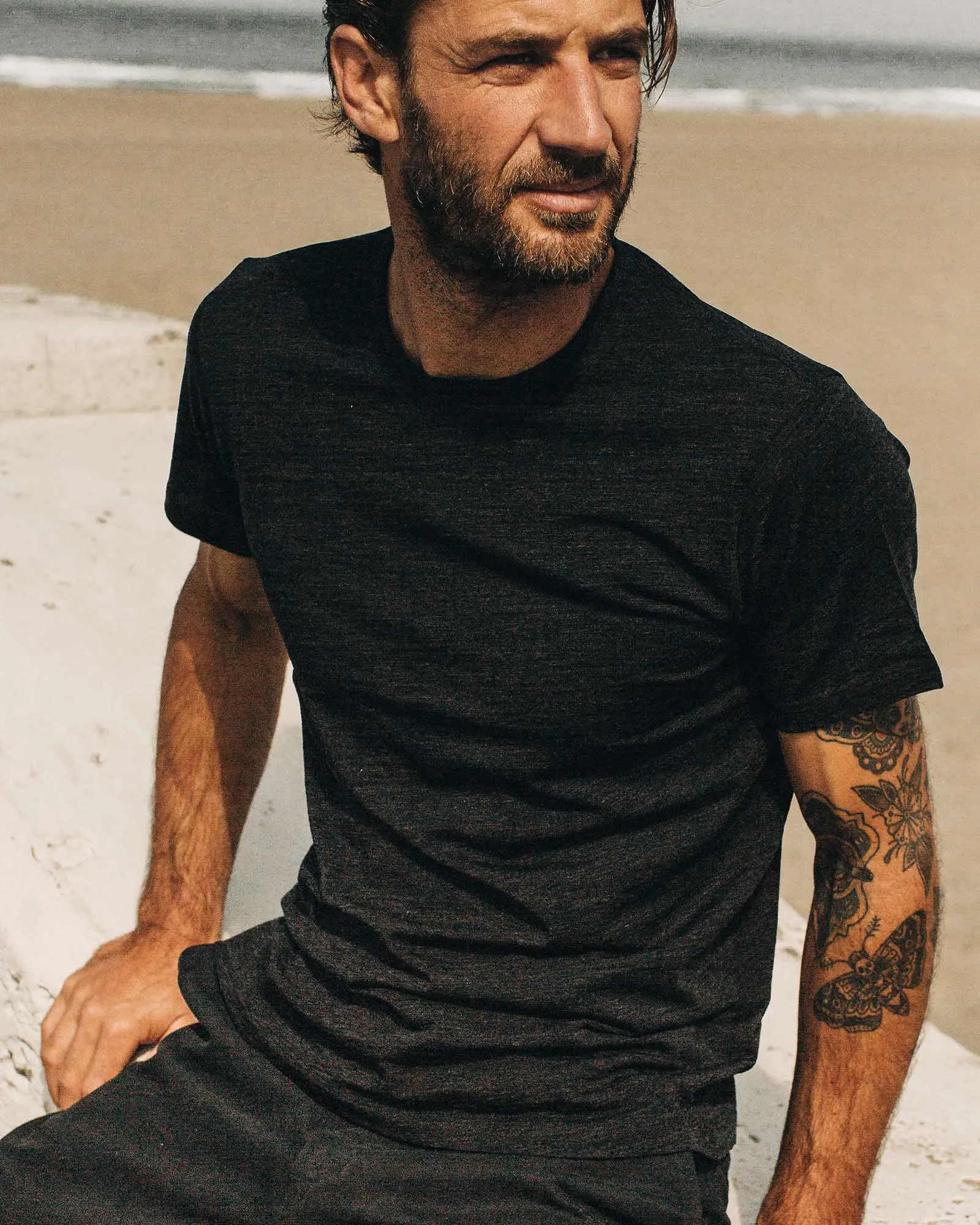 Ultimate Comfort The Merino Tee in Heather Black