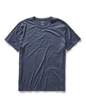 The Merino Tee in Heather Navy ThermoregulatingFabric Micro Perforation