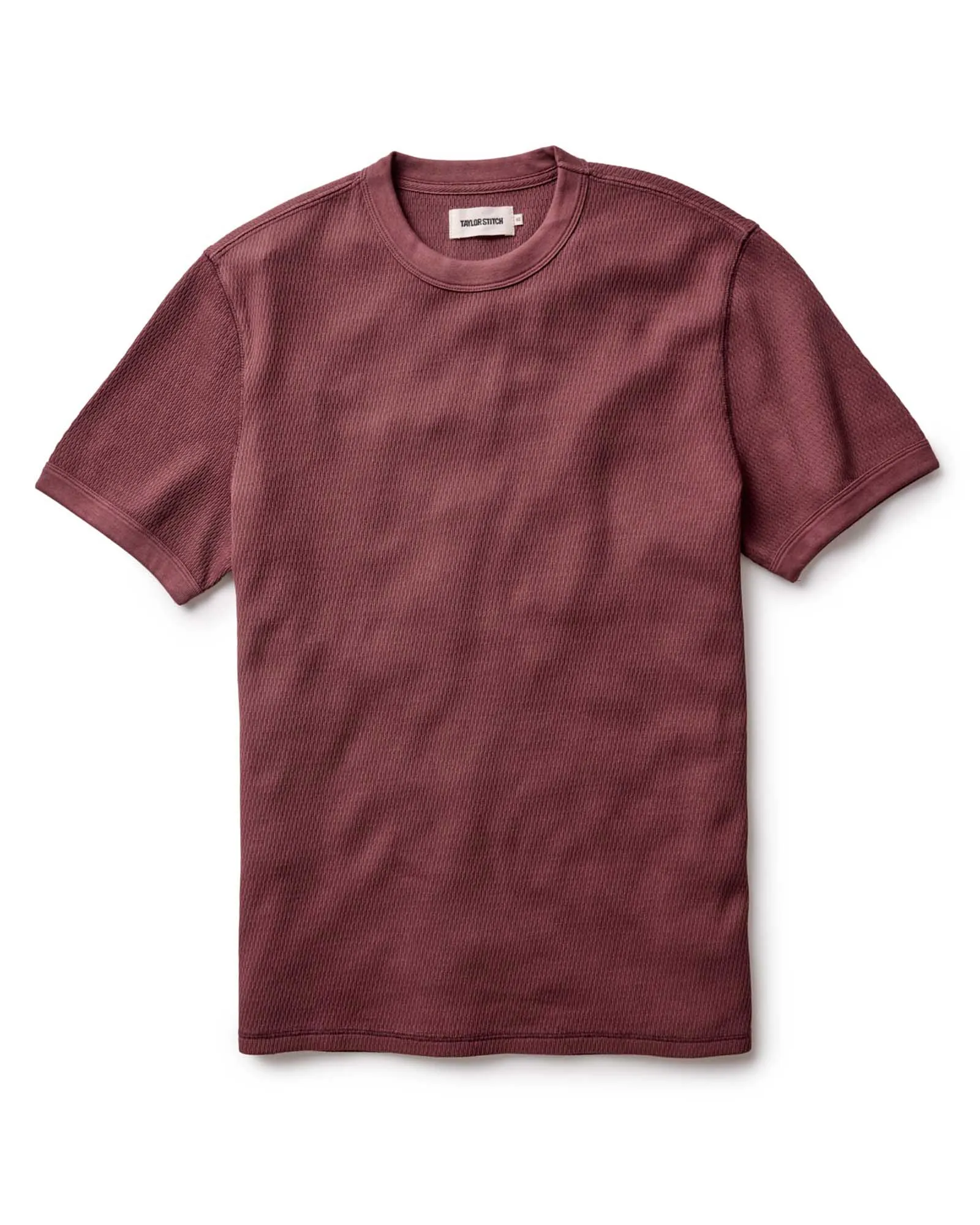 The Organic Cotton Short Sleeve Crew in Burgundy Waffle Chic and Soft