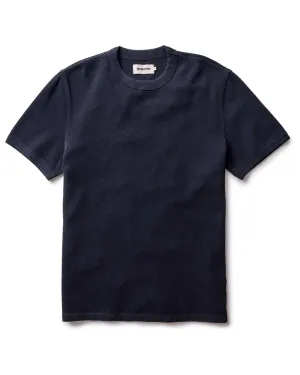 Smooth Seam Technology The Organic Cotton Short Sleeve Crew in Dark Navy Waffle