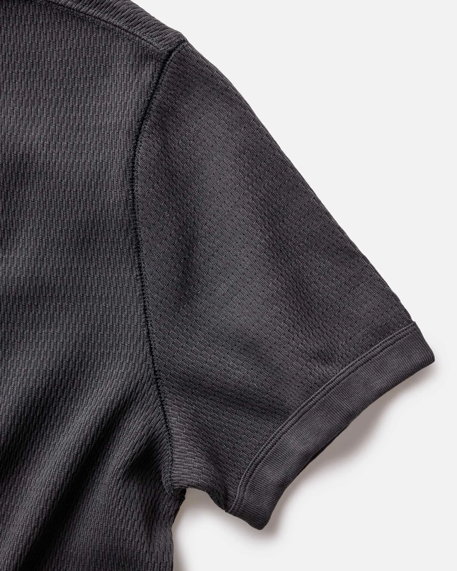 Chilly Layer Tagless Comfort The Organic Cotton Short Sleeve Crew in Faded Black Waffle