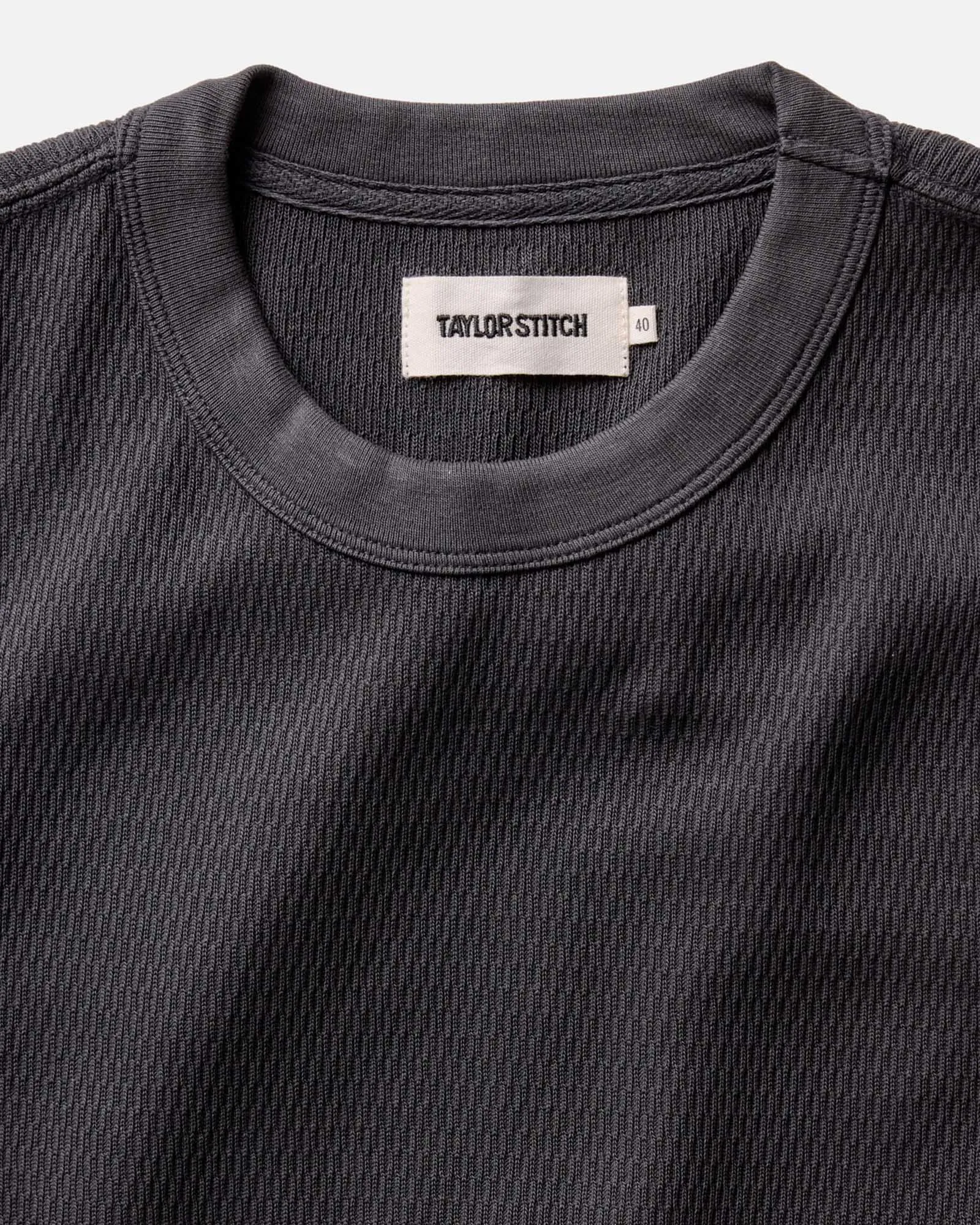Simple Yet Elegant Chill Wear The Organic Cotton Short Sleeve Crew in Faded Black Waffle