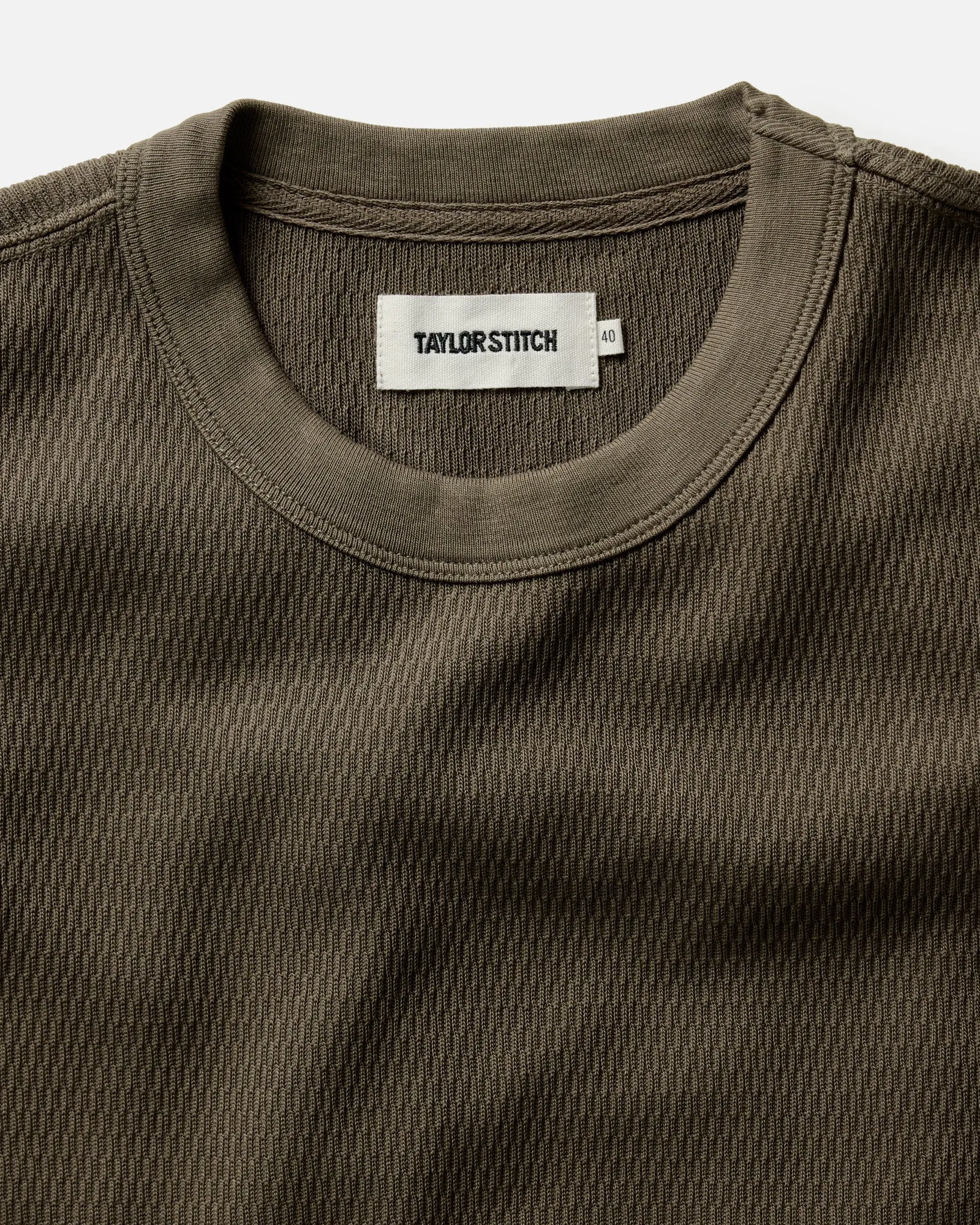 Cozy Feeling Soft and breathable The Organic Cotton Short Sleeve Crew in Fatigue Olive Waffle
