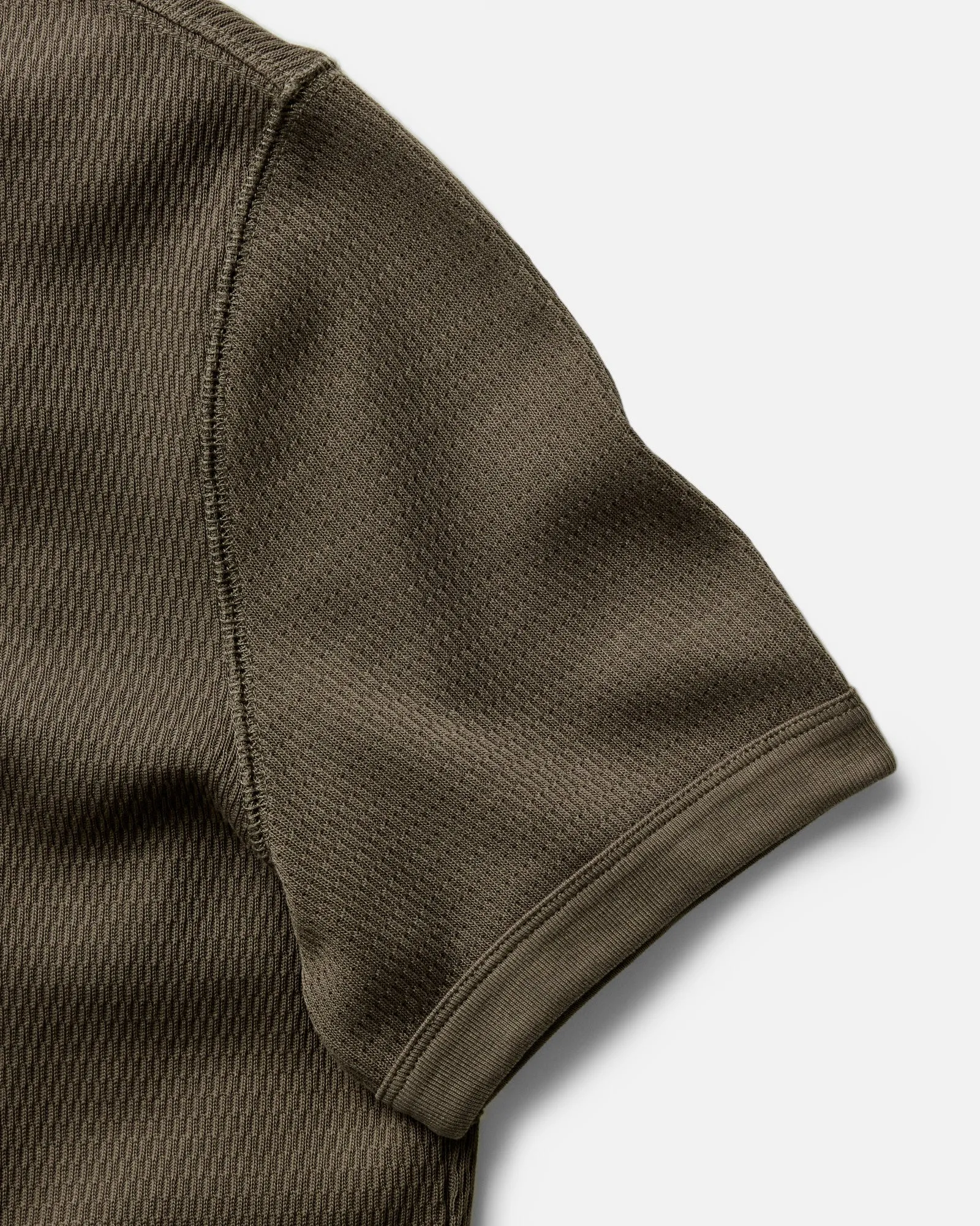 Simple Fashion Wrinkle-Free The Organic Cotton Short Sleeve Crew in Fatigue Olive Waffle