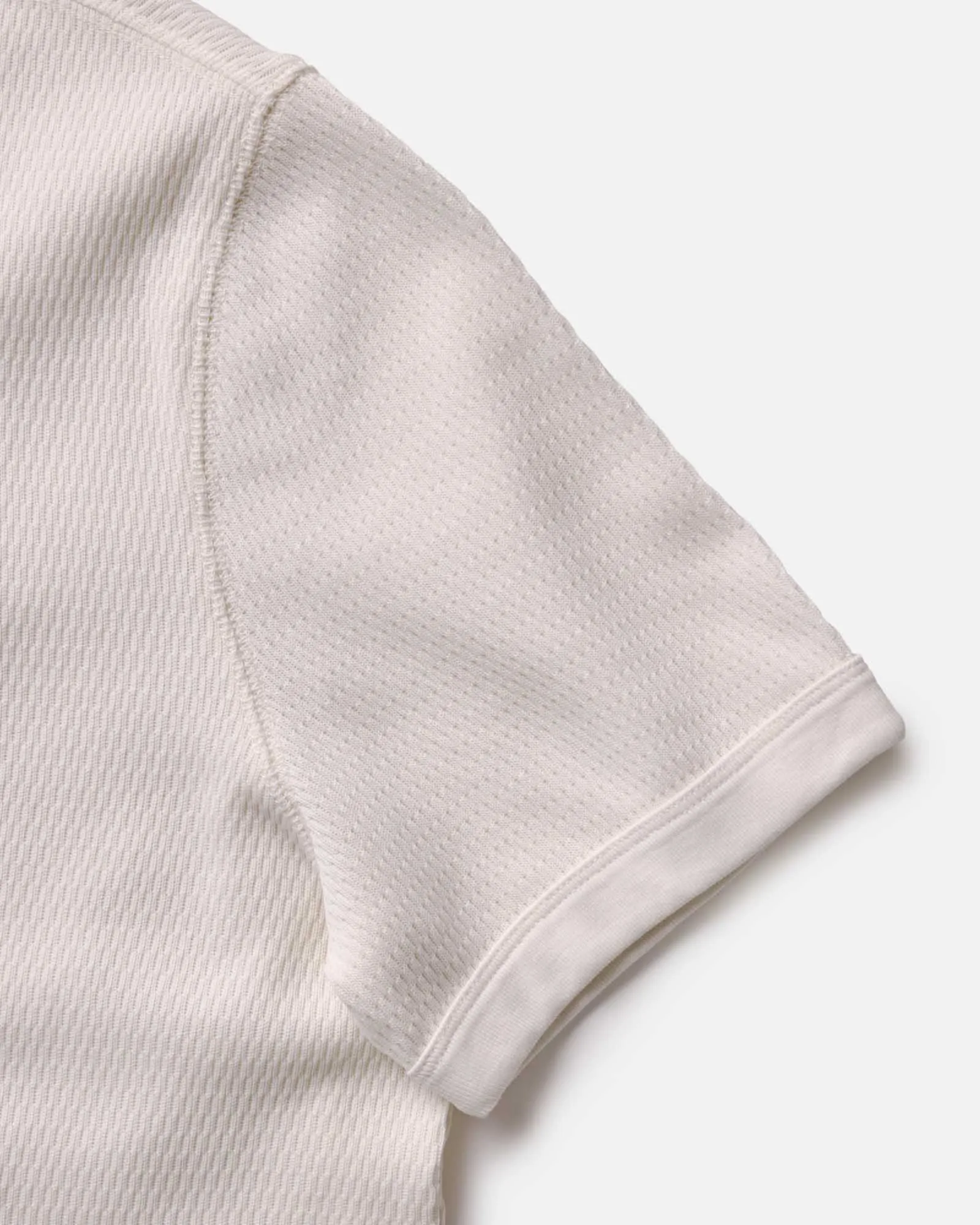 Wicking Interlock Knit ZeroDistressFinish The Organic Cotton Short Sleeve Crew in Vintage White Waffle