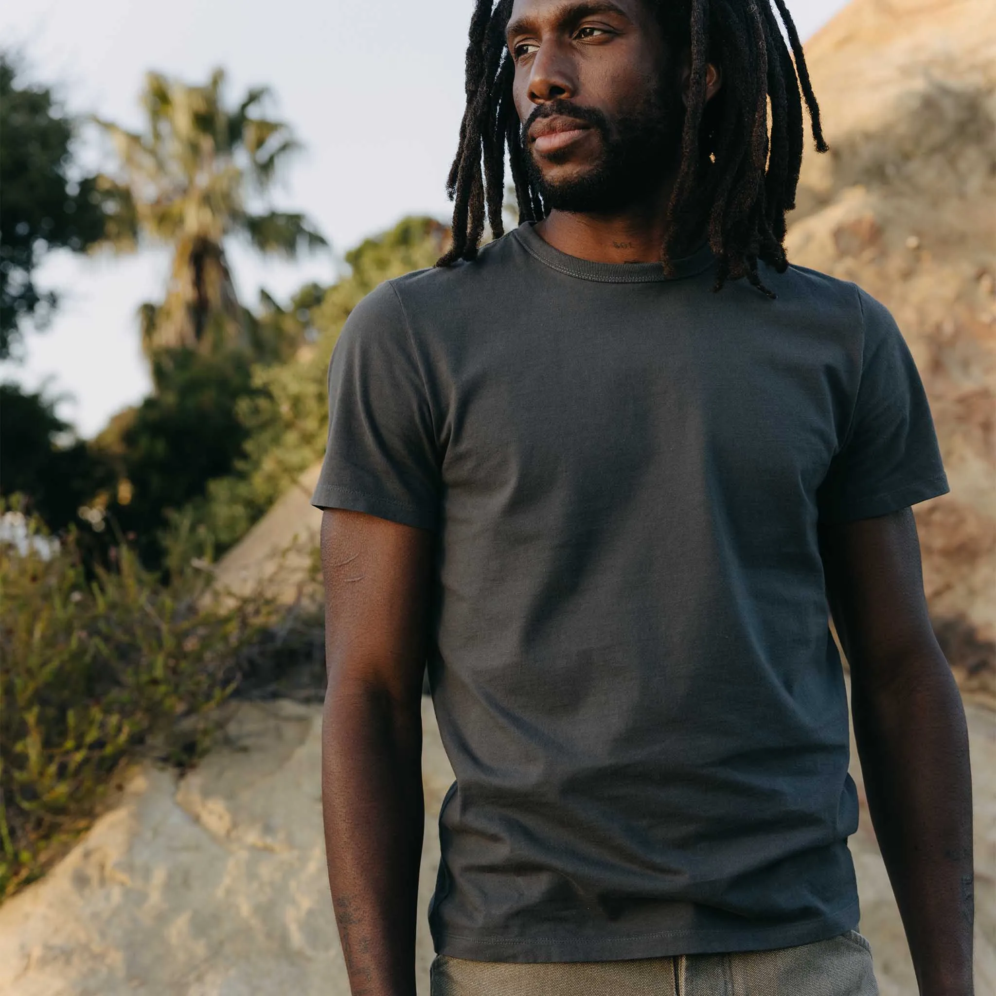 Soft Material Non Iron Finish The Organic Cotton Tee in Faded Black