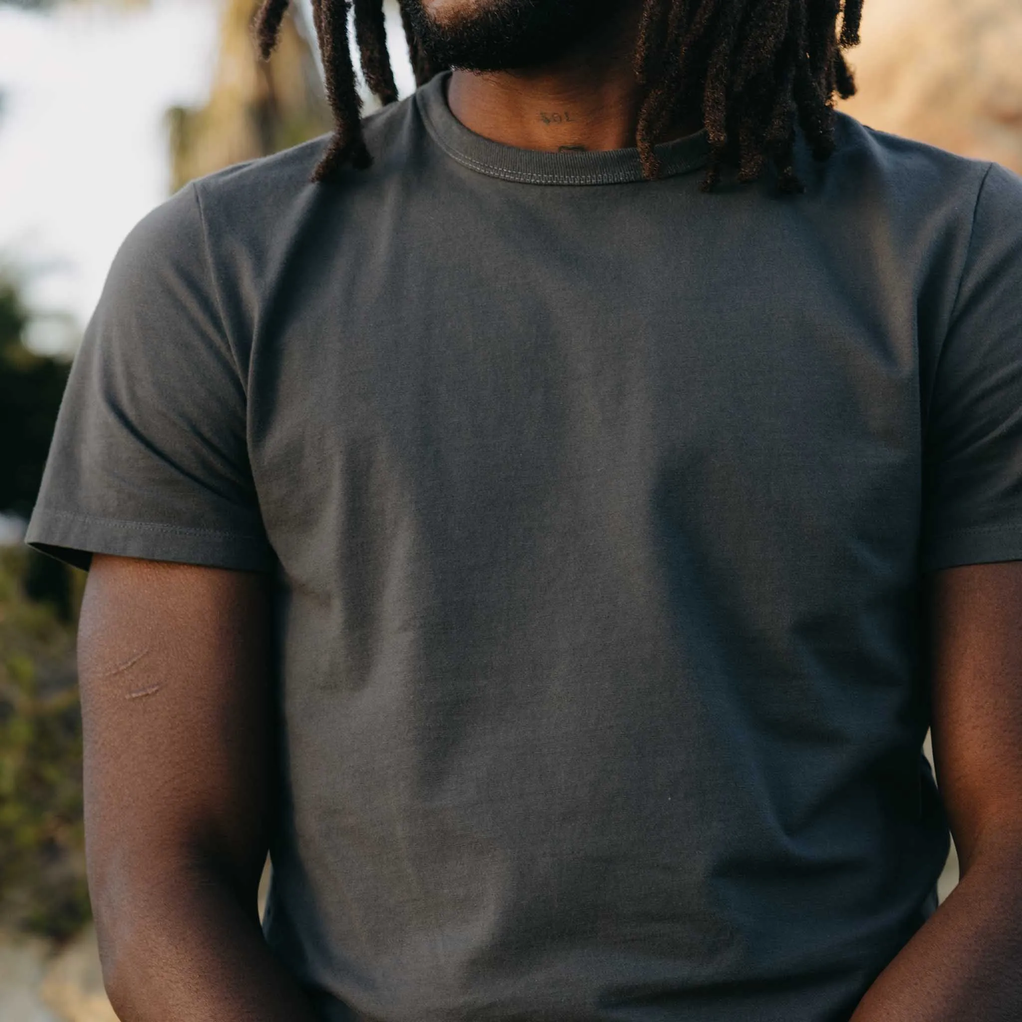 Breathable Material Summer Favorite The Organic Cotton Tee in Faded Black