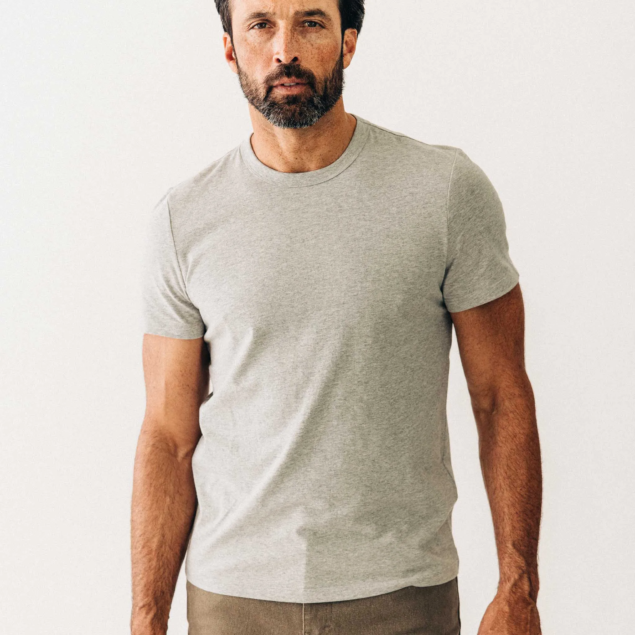 Reinforced Shoulders Comfy Apparel The Organic Cotton Tee in Heather Grey