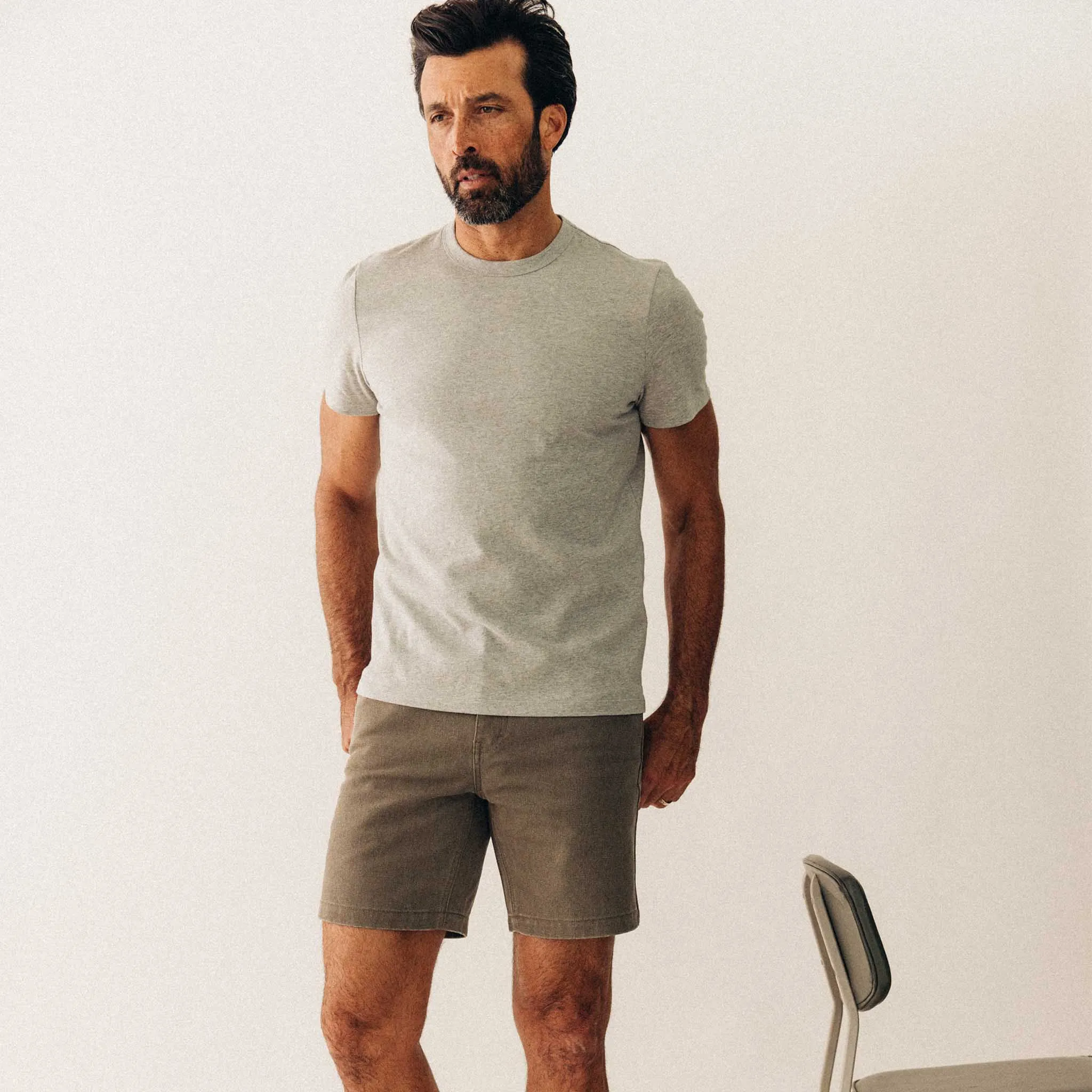 Yarn Dyed Stripes Cool and casual The Organic Cotton Tee in Heather Grey
