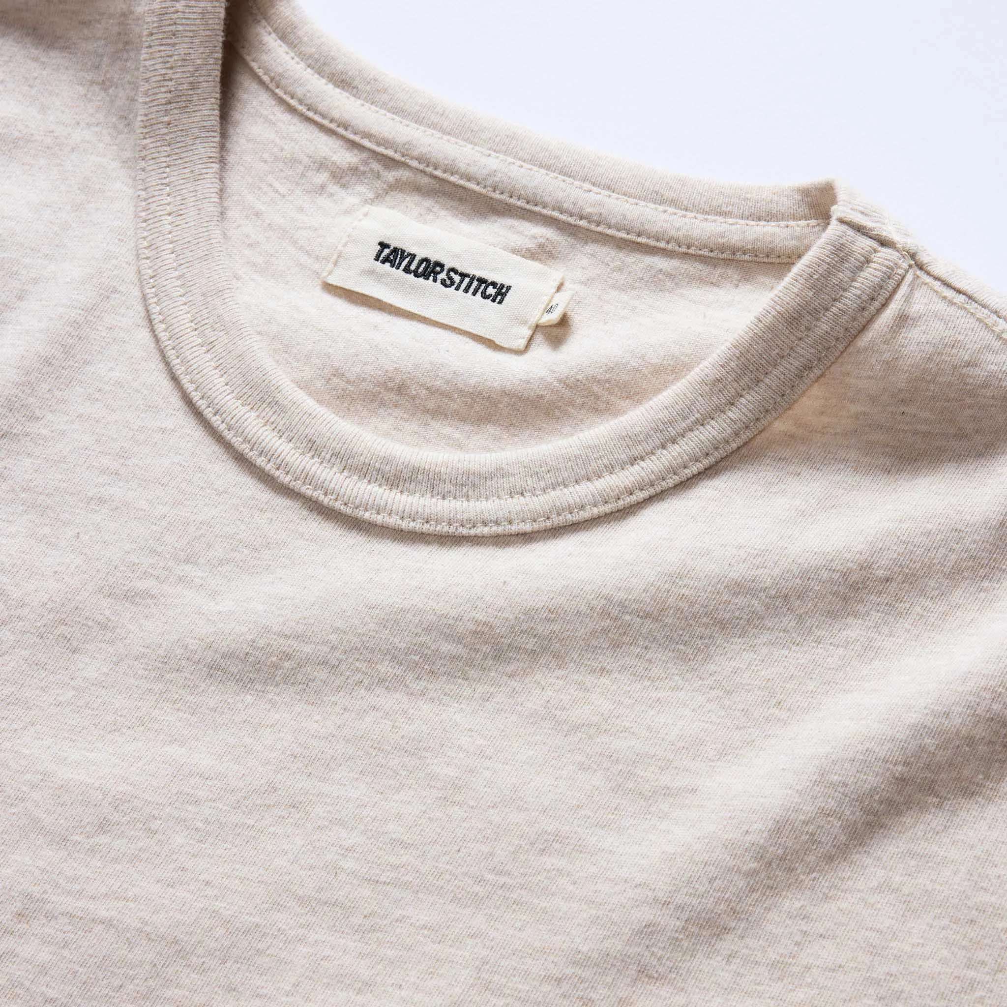 Flexible Shoulder Seams The Organic Cotton Tee in Heather Oat