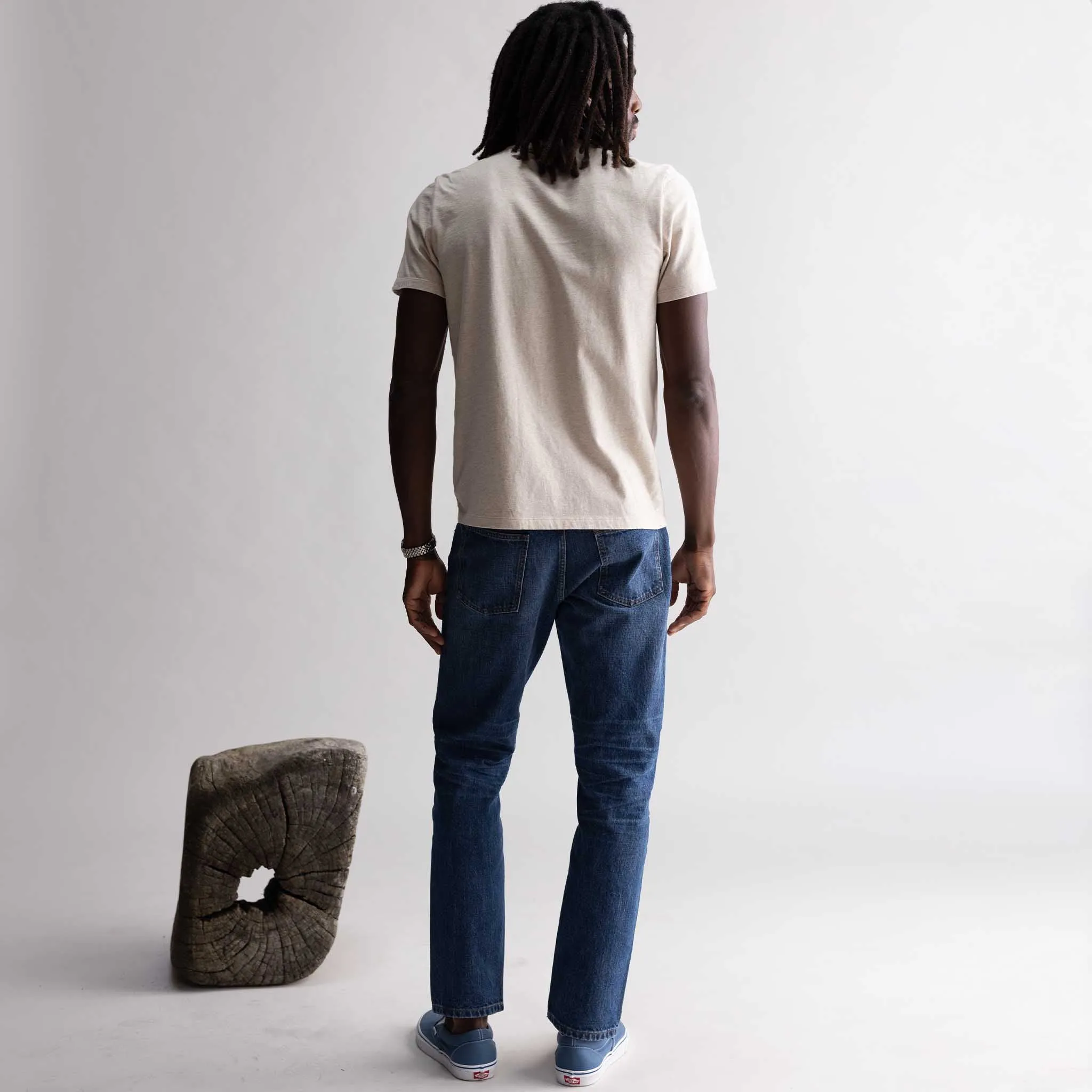 Comfortable Look Micro Perforation The Organic Cotton Tee in Heather Oat