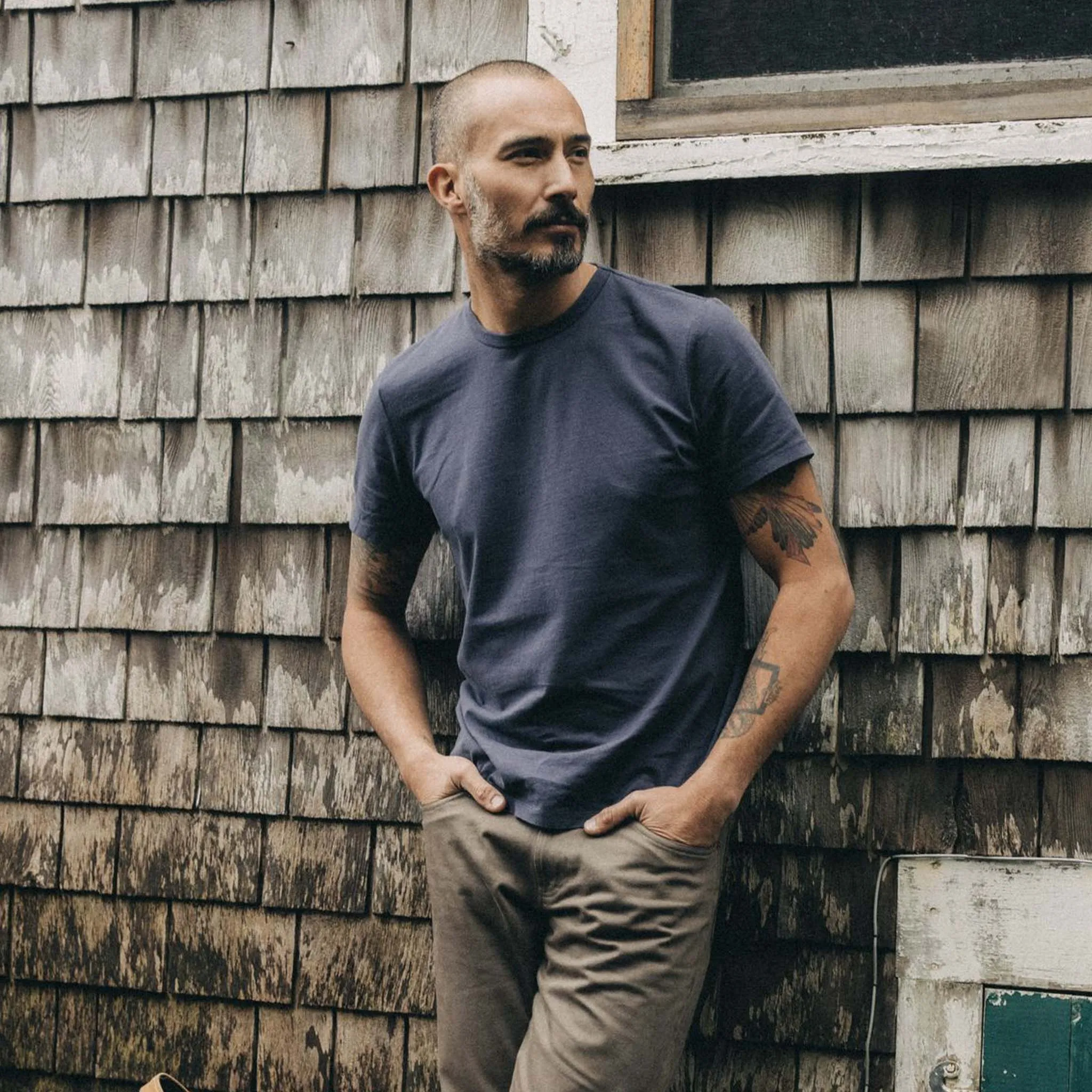 The Organic Cotton Tee in Navy Ergonomic Cut Relaxed fit wear