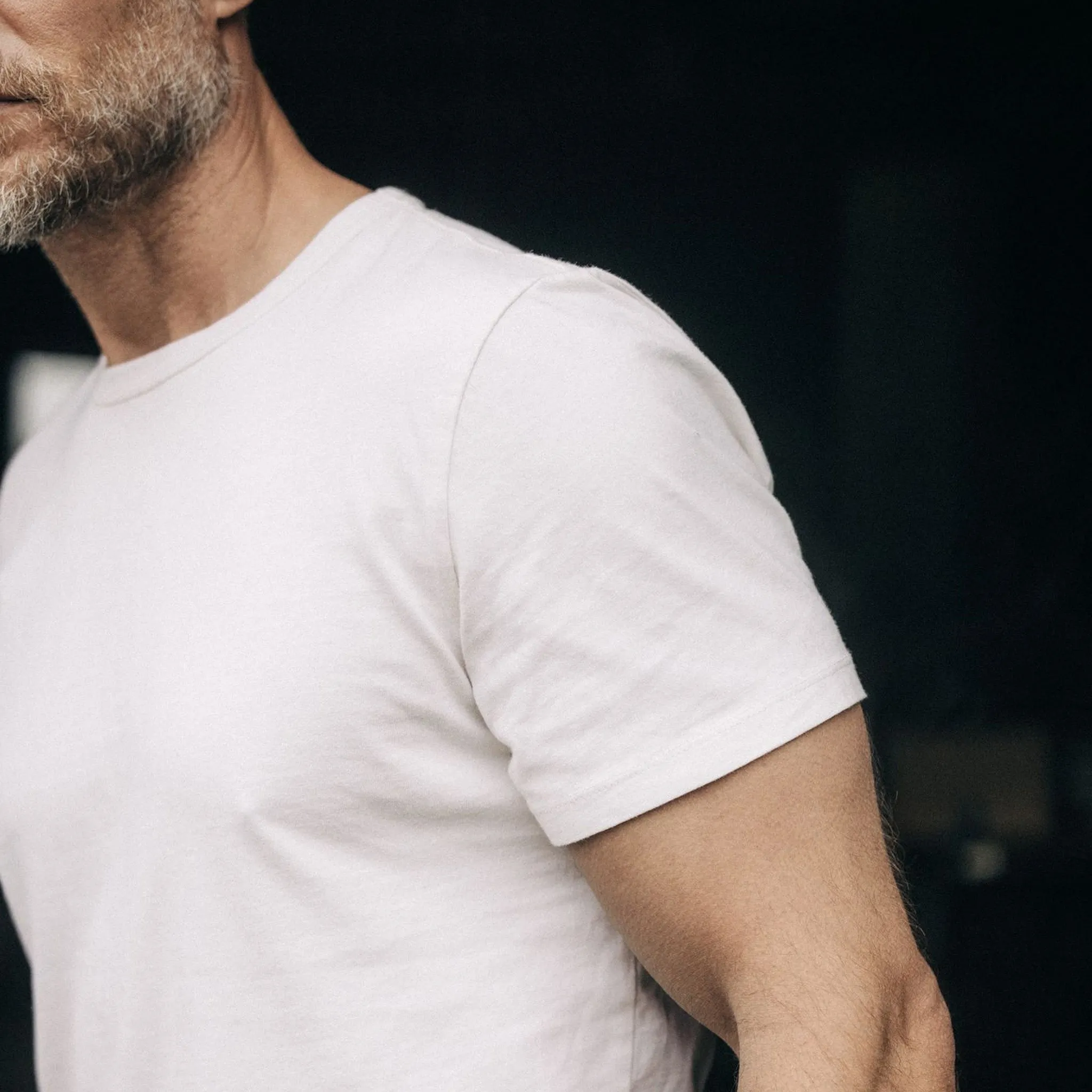 The Organic Cotton Tee in Vintage White Functional Look Snag Resistant Surface