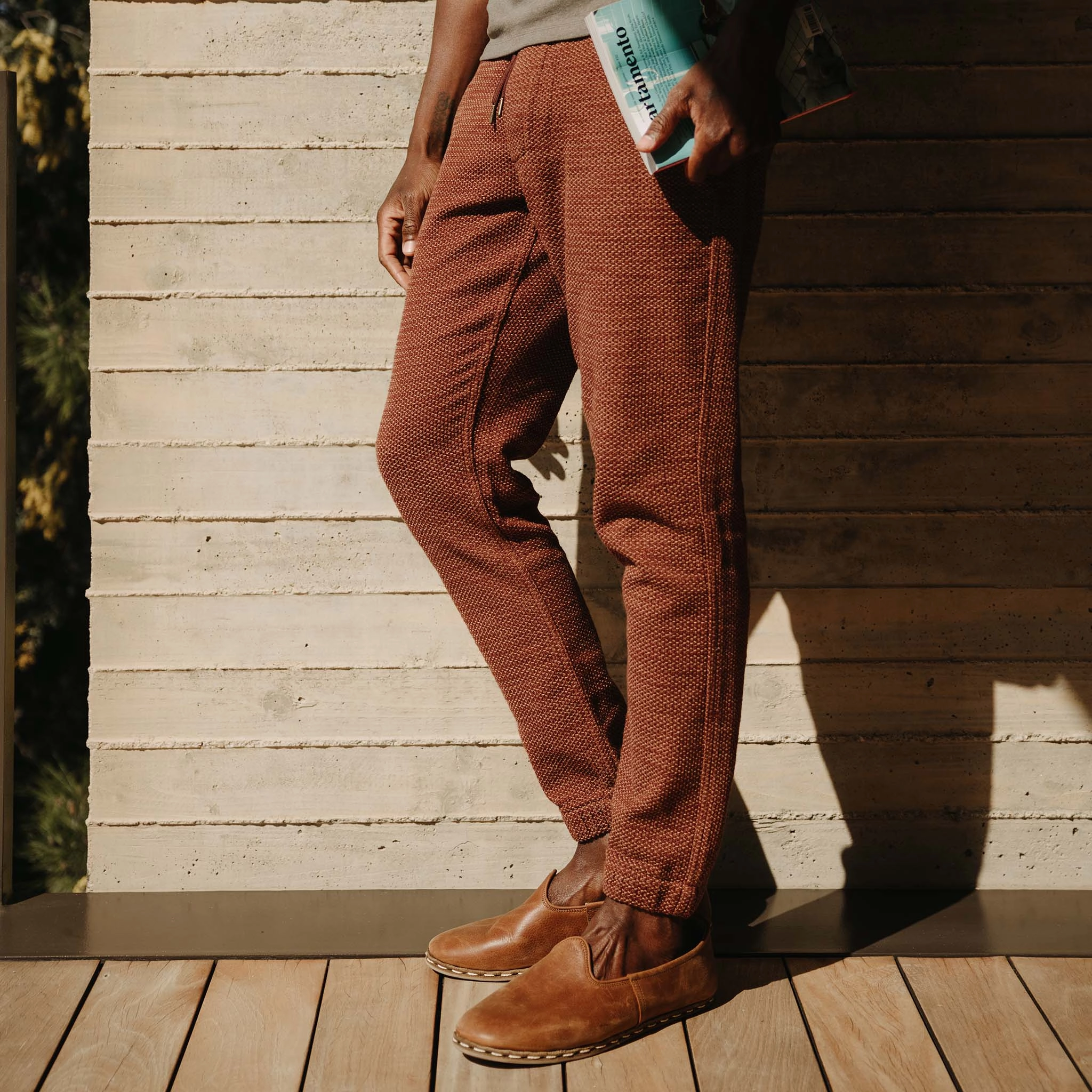 Layer Fit Outdoor Comfort Fit The Apres Pant in Black Cherry Sashiko