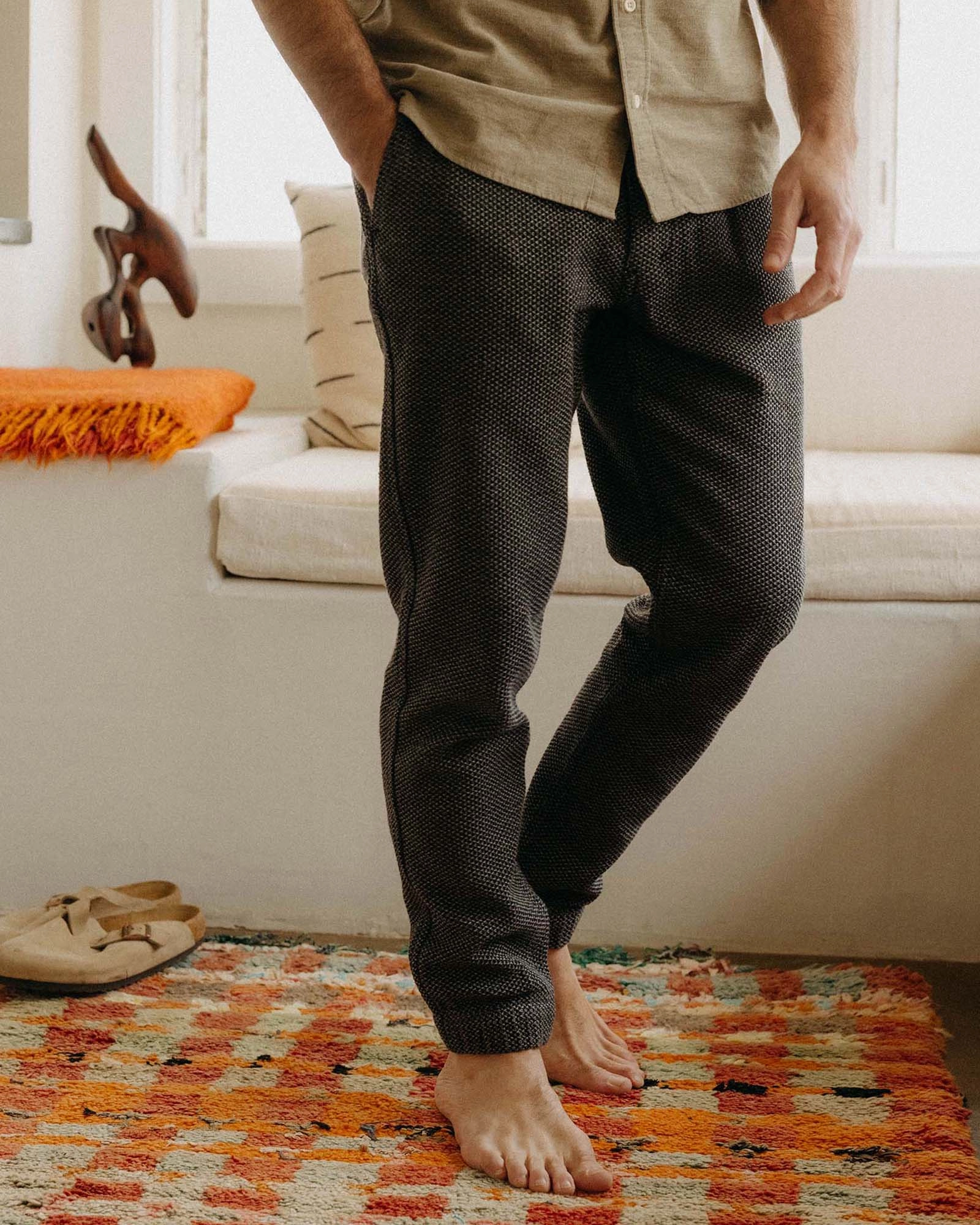 Work Ready The Apres Pant in Charcoal Sashiko