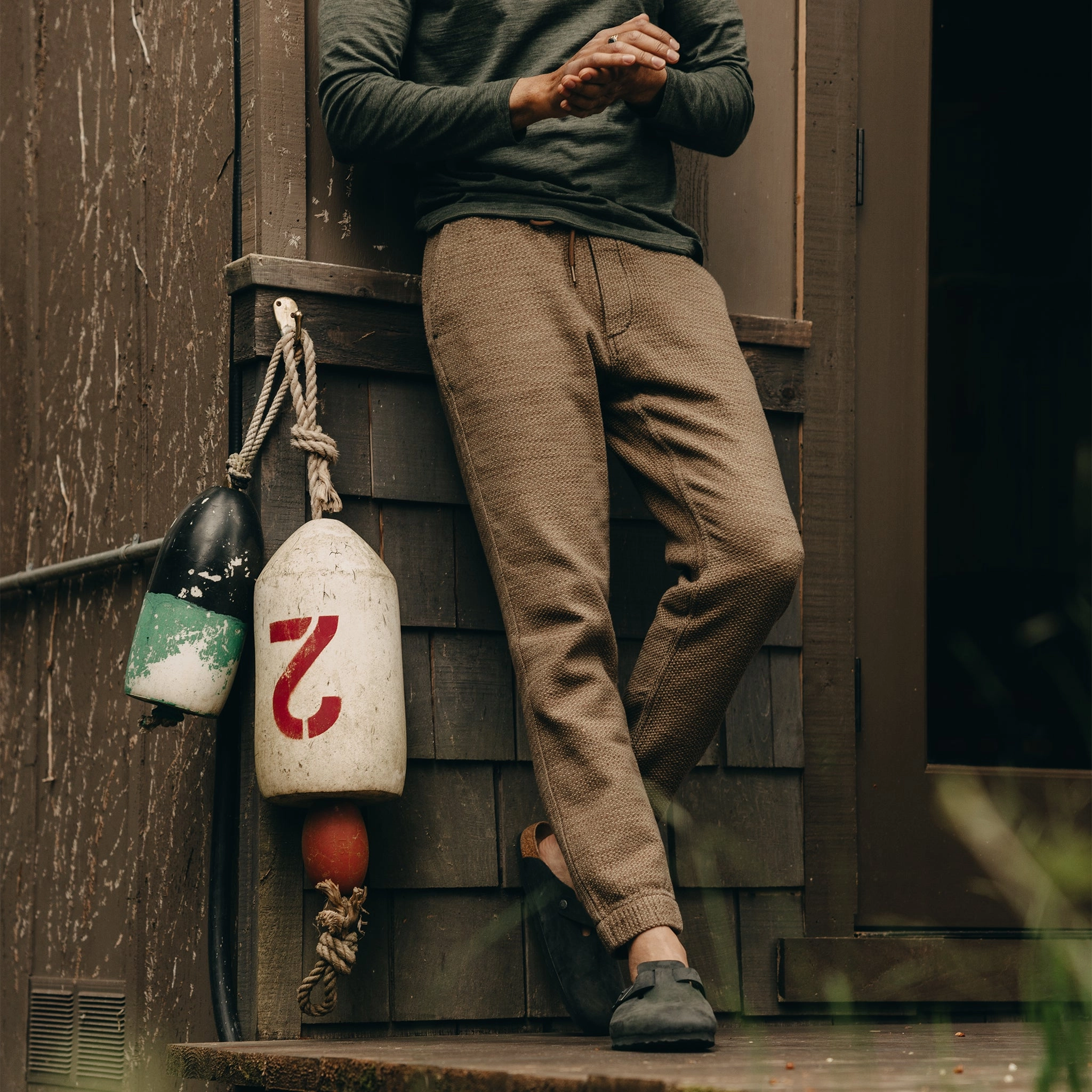 The Apres Pant in Cypress Sashiko SoftTouchFinish MoistureWickingLining