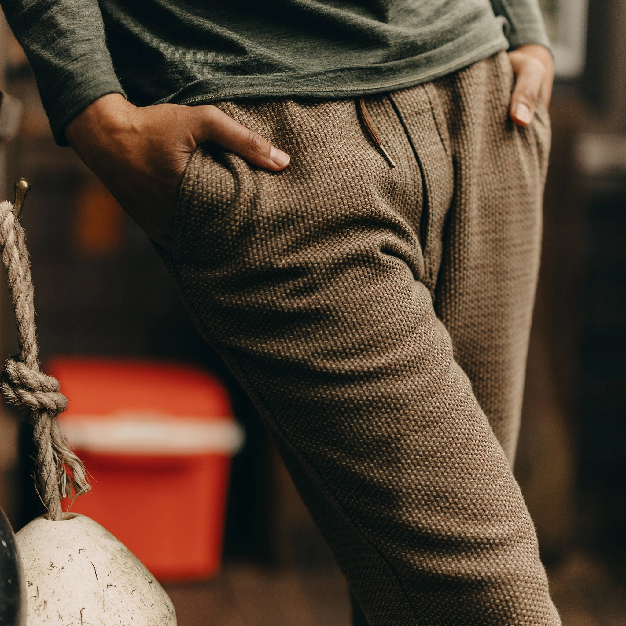 The Apres Pant in Cypress Sashiko Soft Comfort Flexible Movement