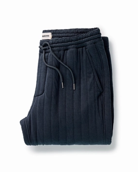 The Apres Pant in Heather Midnight Quilted Jersey Non Slip Waistband Versatile Comfort Wear