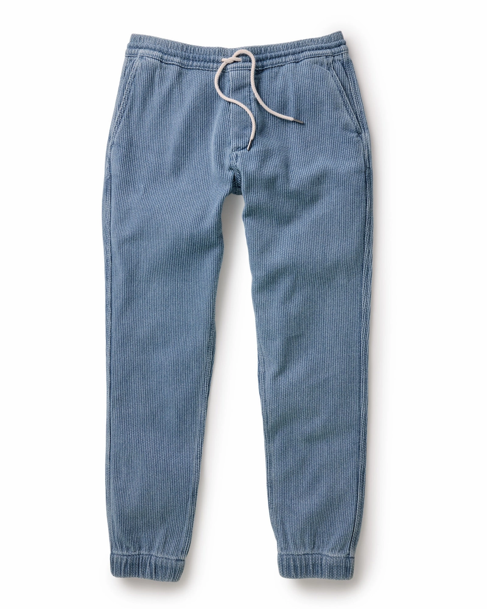 The Apres Pant in Washed Indigo Sashiko Comfy Active Light Design