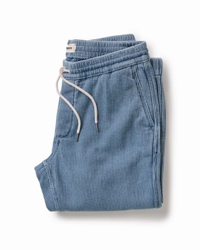 The Apres Pant in Washed Indigo Sashiko Comfy Texture