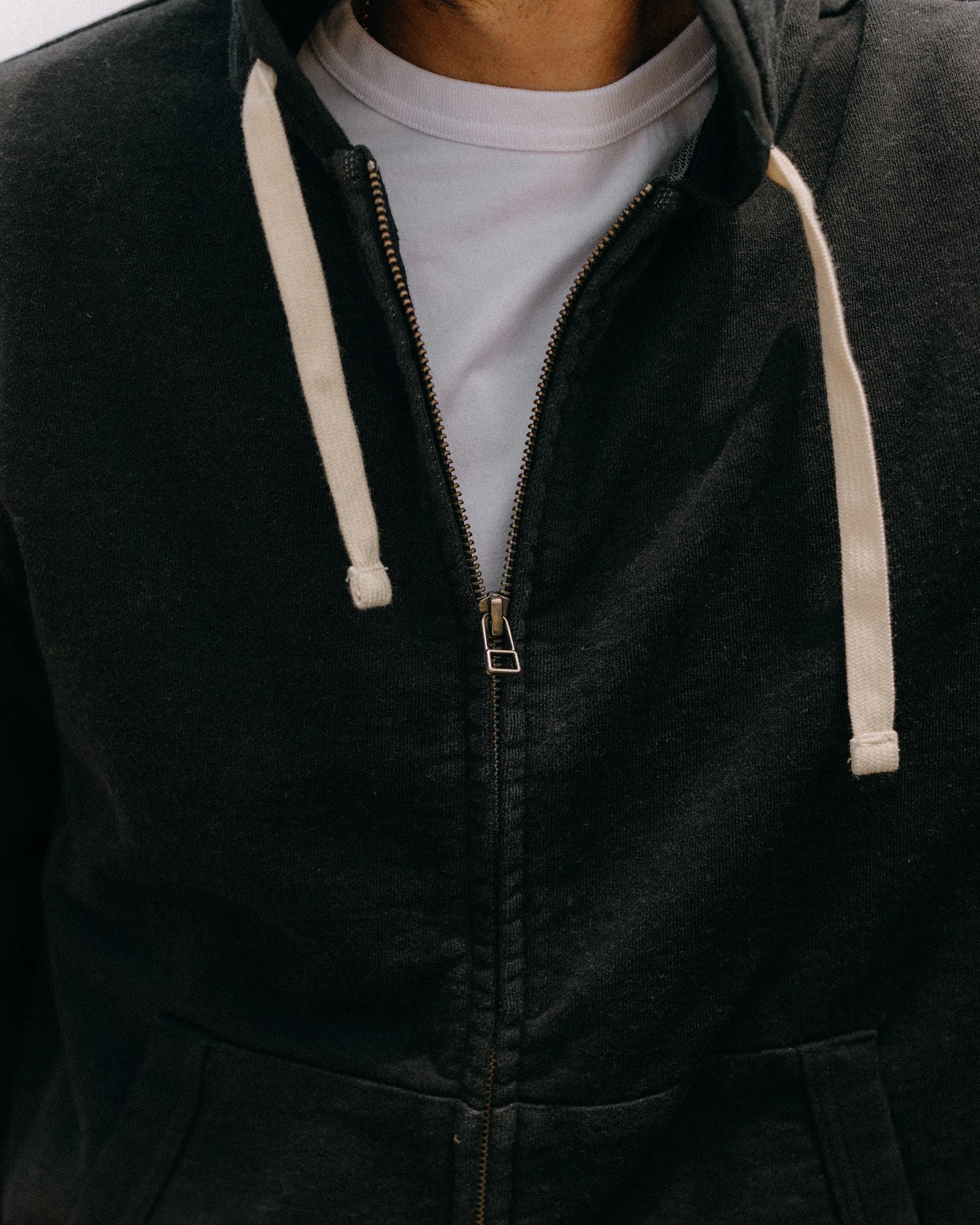 multi-color Layer Base The Apres Zip Hoodie in Black Indigo Terry