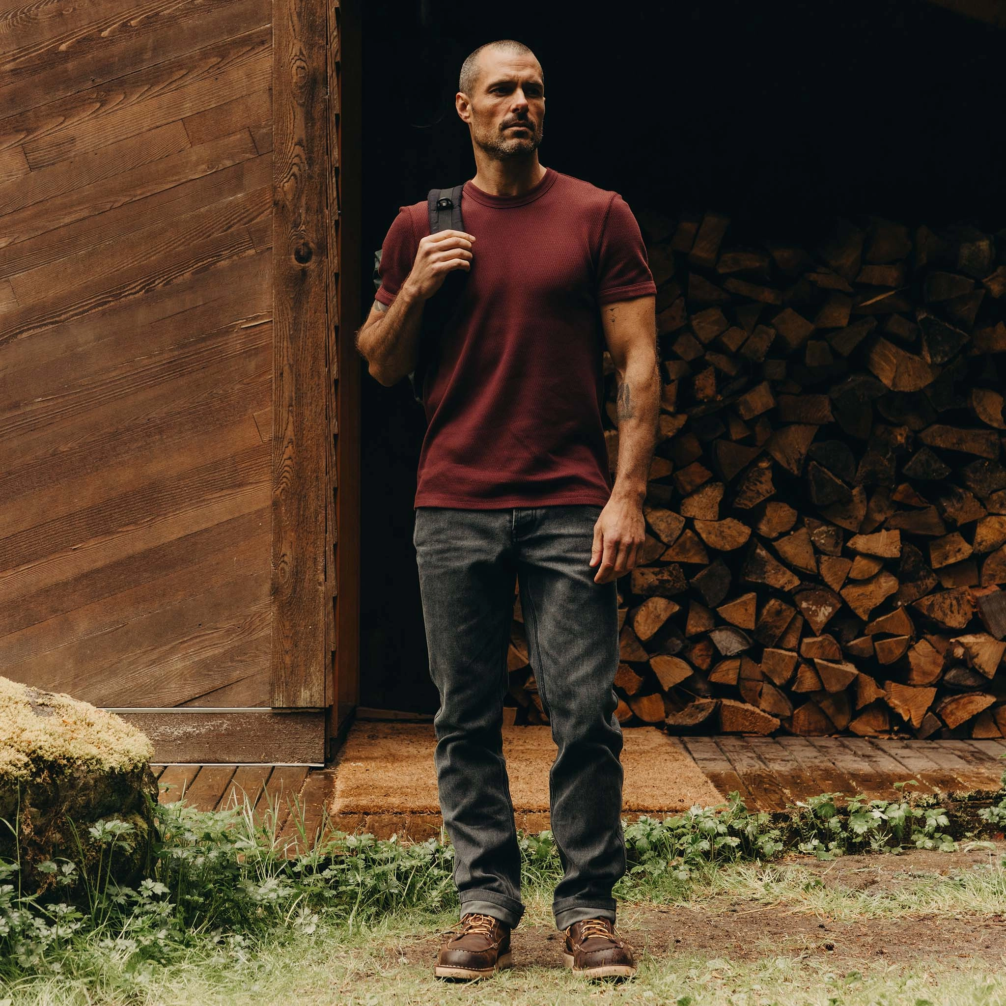 The Camp Pant in Coal Chipped Canvas Fitted waist