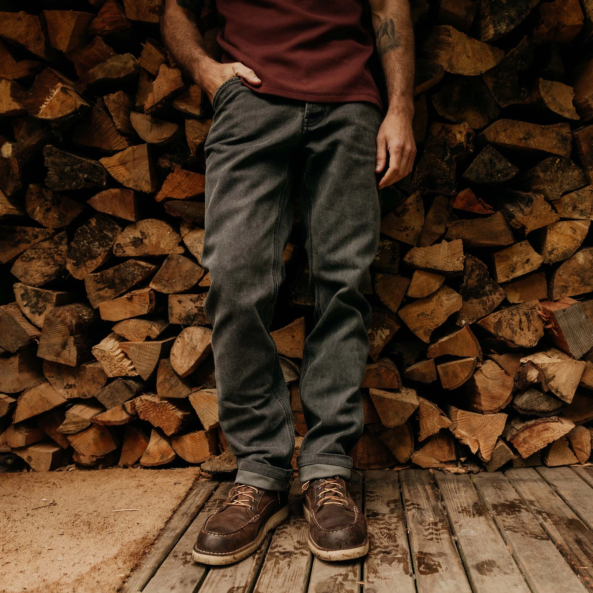 The Camp Pant in Coal Chipped Canvas Cozy Layer Core Basic