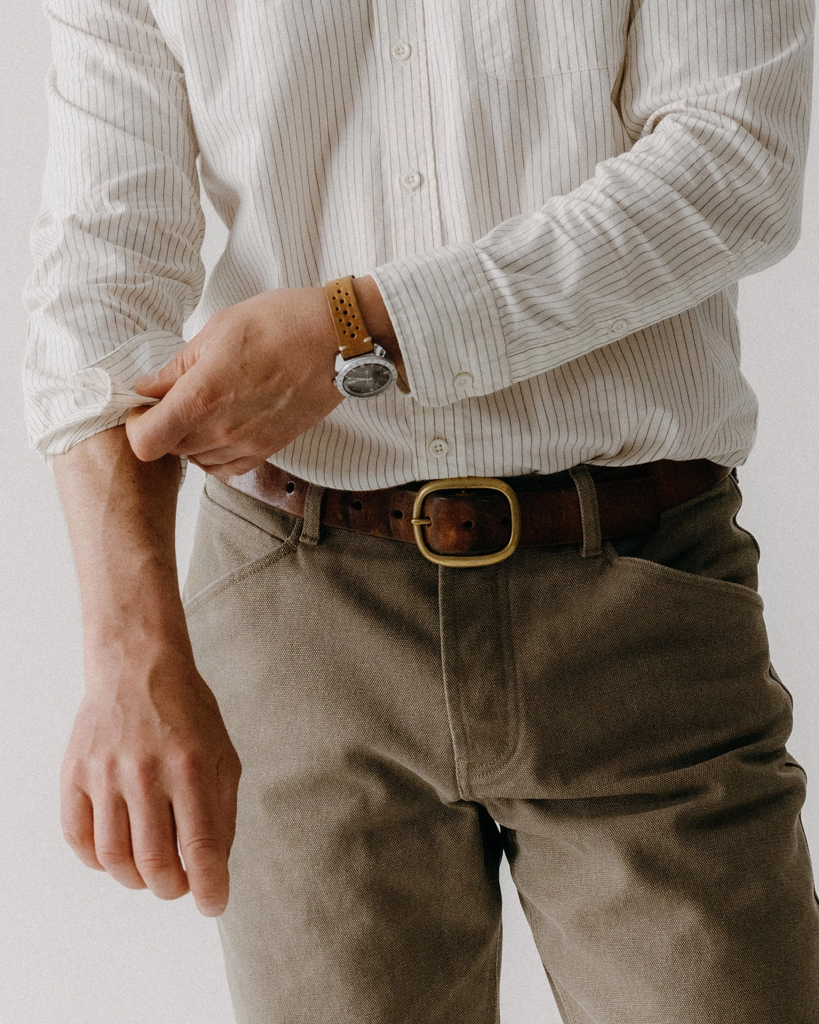 Frayed hem Modern Layer The Camp Pant in Stone Chipped Canvas