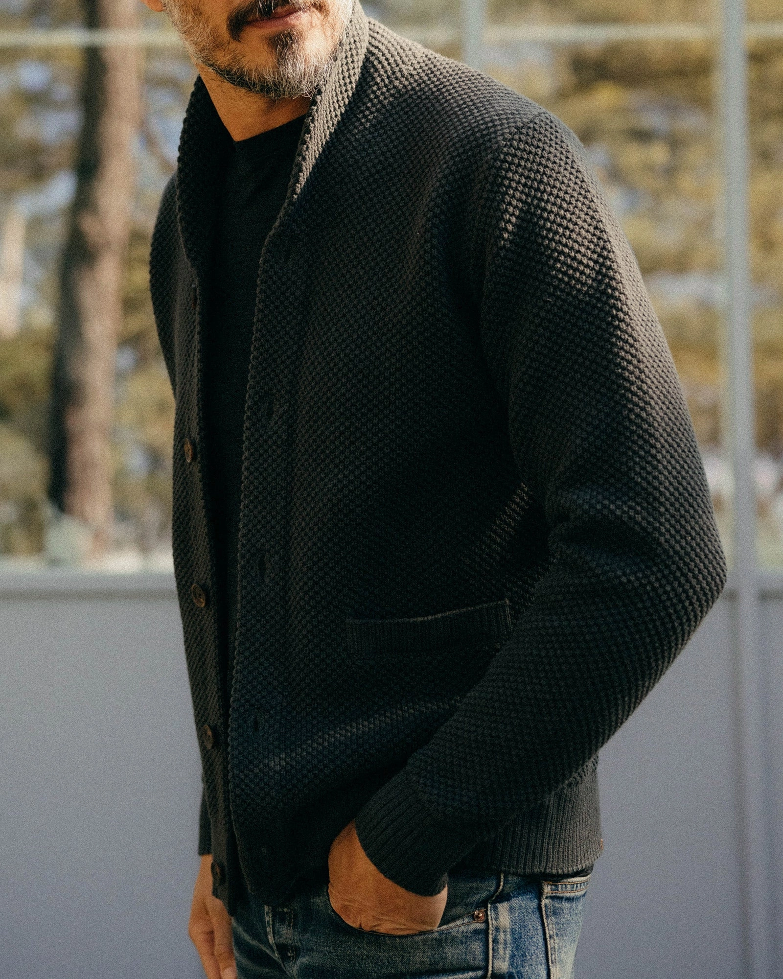 Wrinkle Resistant Textile Layering Fashion The Crawford Sweater in Charcoal