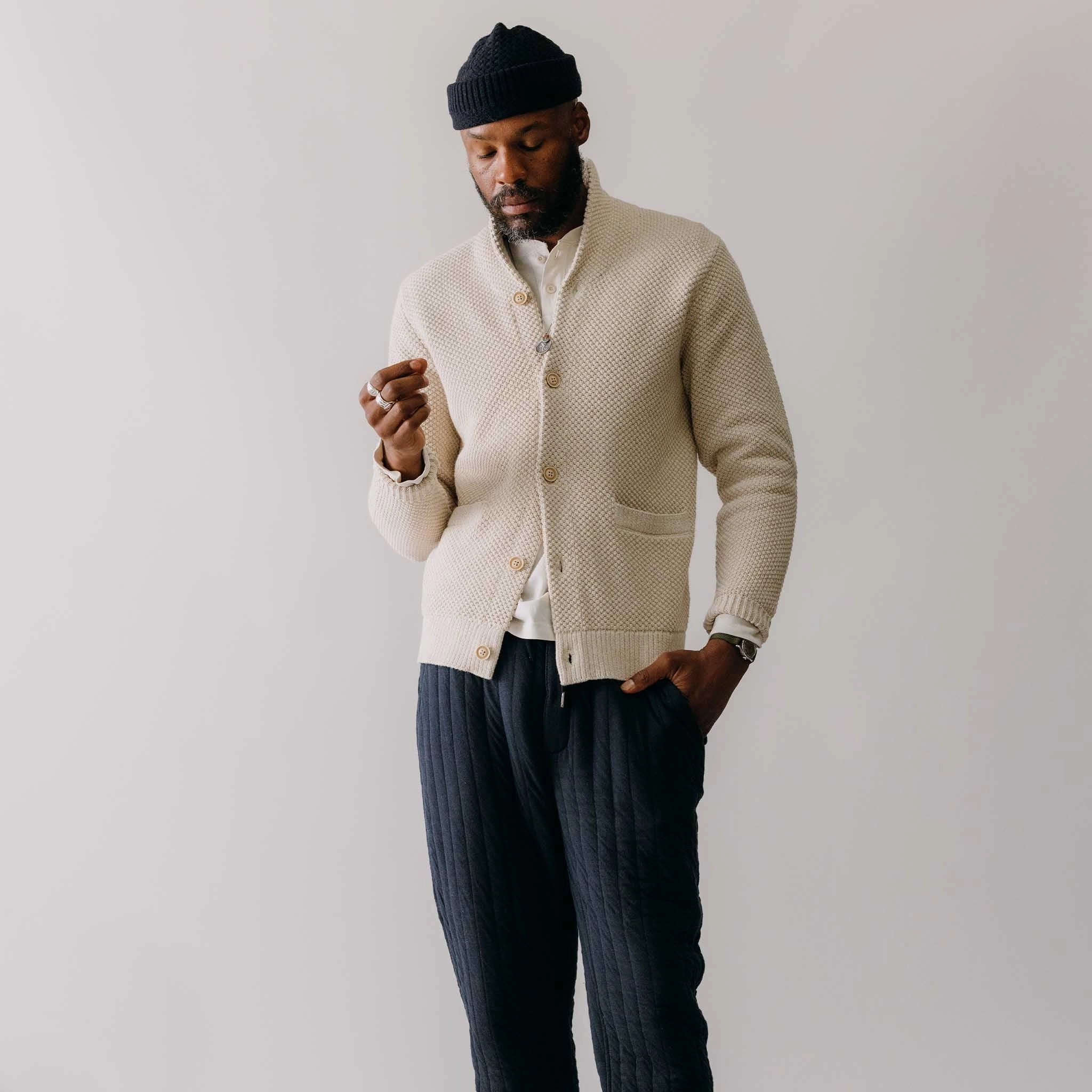 The Crawford Sweater in Marled Natural Soft comfort layer